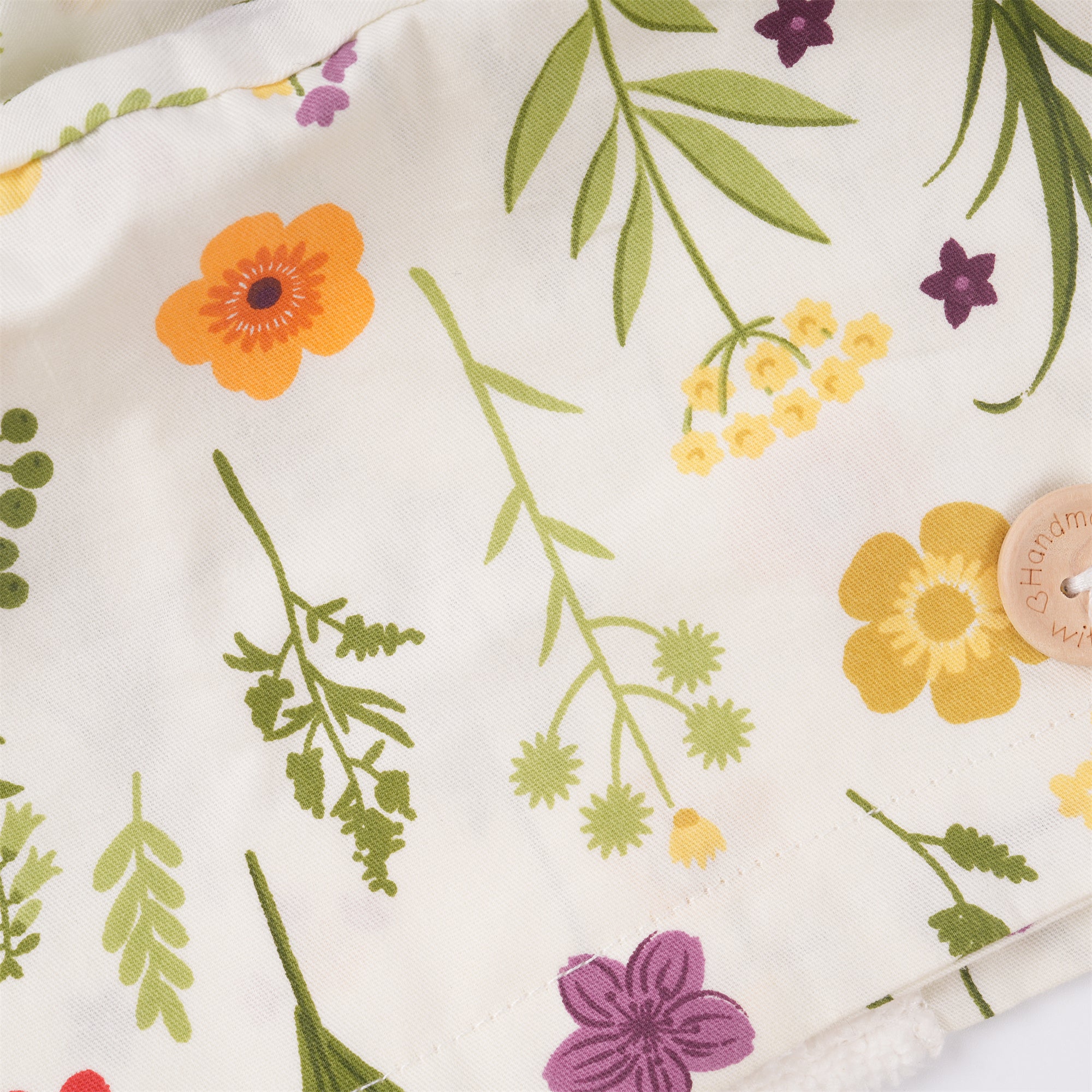 Women's Ponyatil Surgical Scrub Cap,Yellow Wildflowers on White Cotton