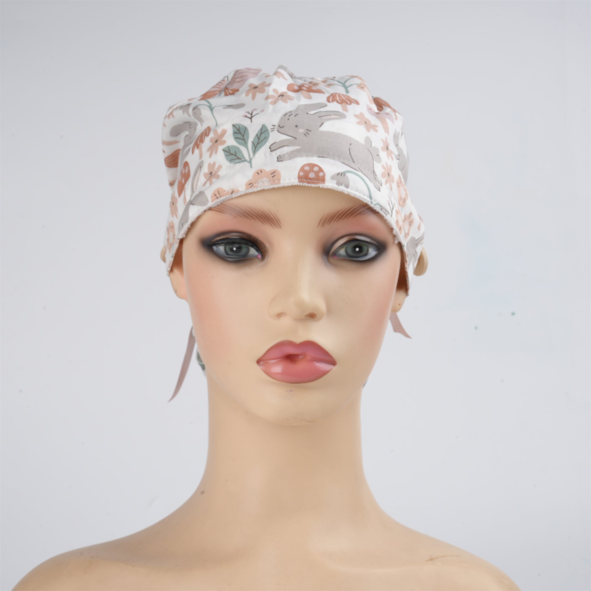 Bunny Mushroom Cotton Ponytail Scrub Cap