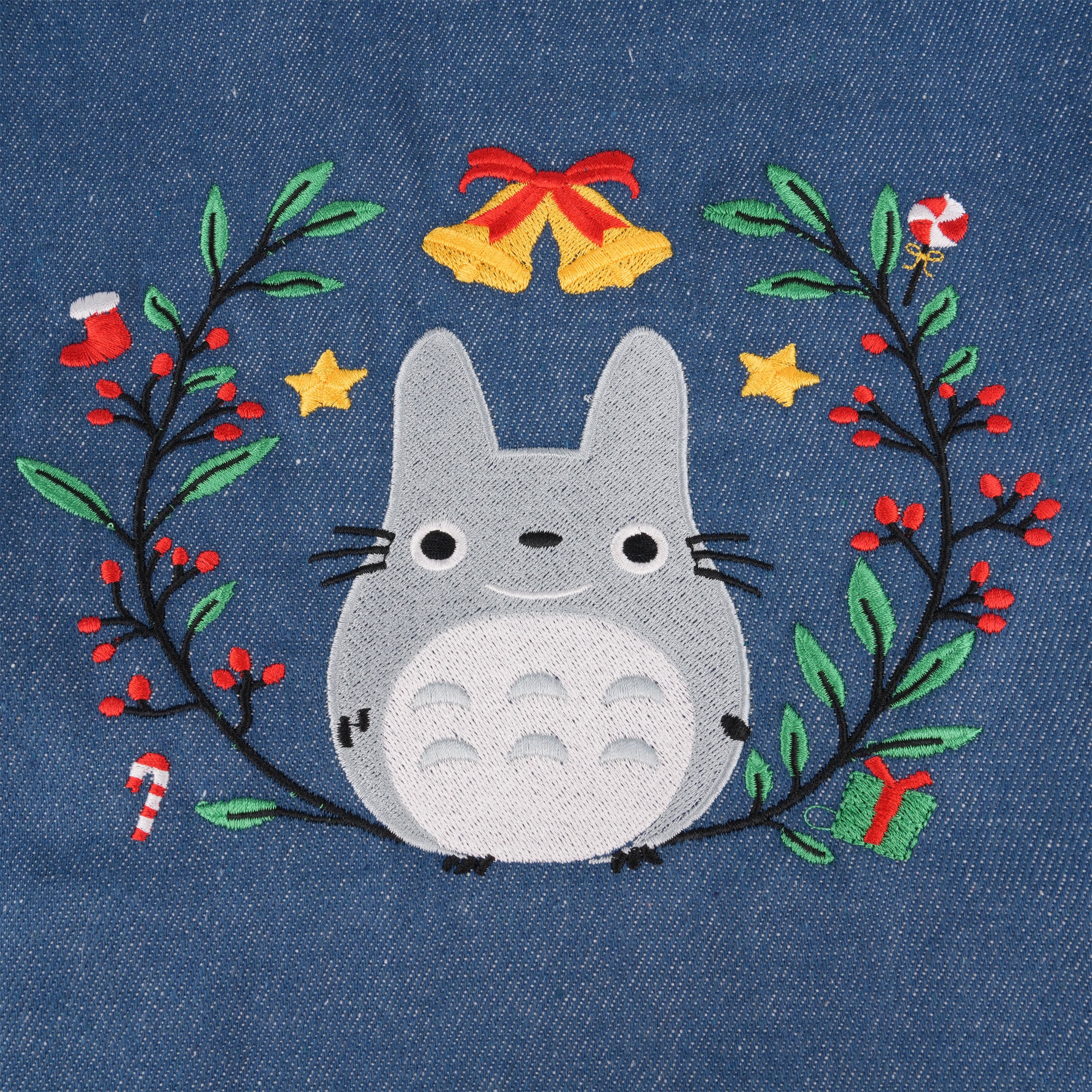 Handmade Embroidery Totoro& Flower Tote,Fabric Handbag,Cute Storage Purse,Wedding/Birthday Gift