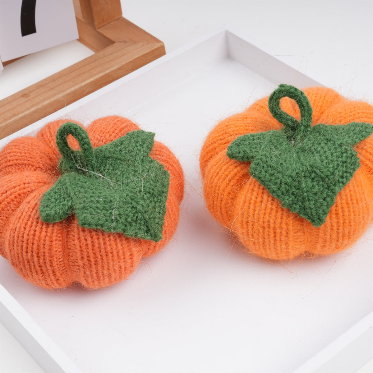Knitting Decorative Pumpkins, Soft Felt Harvest Accent
