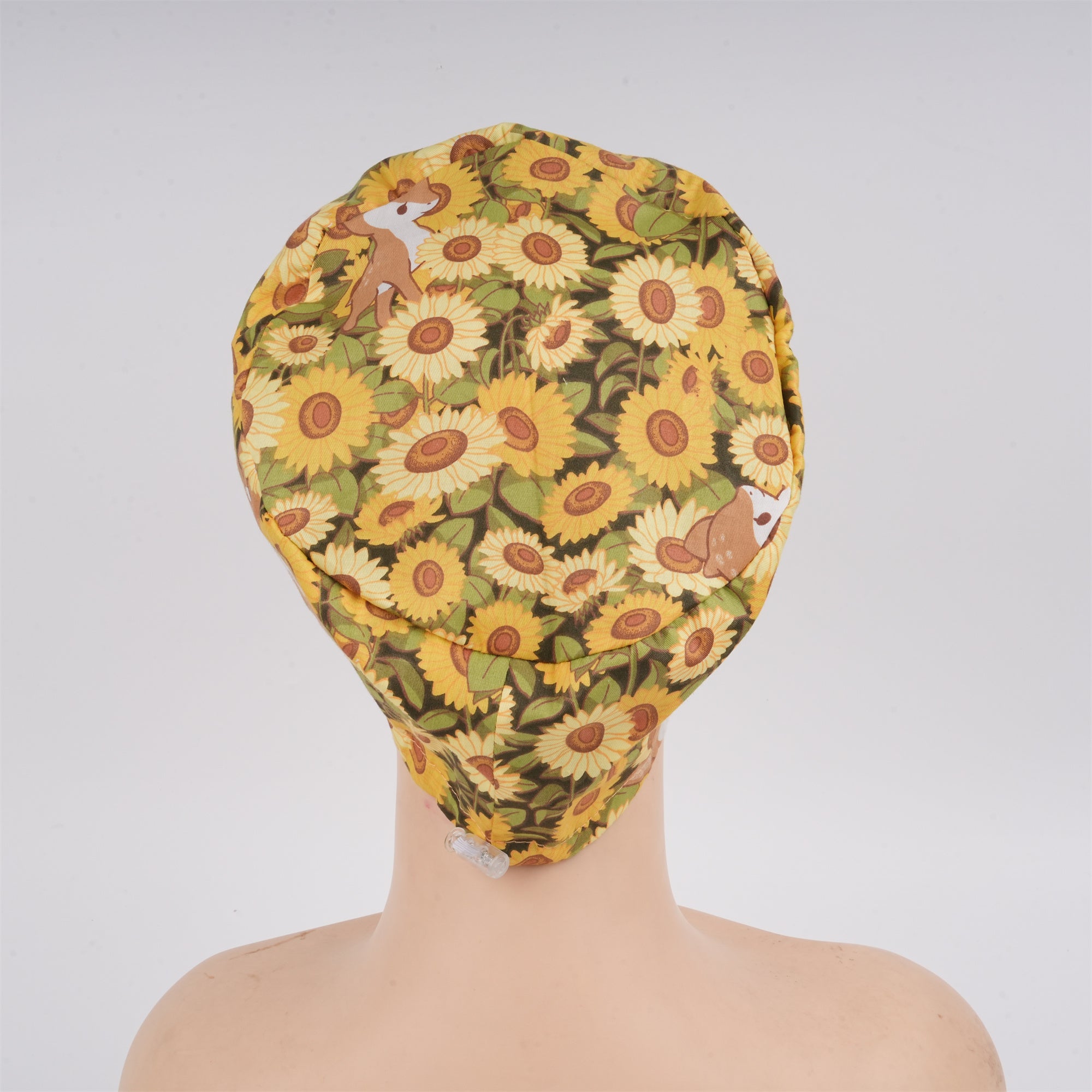Yellow Floral and Dawn Print Euro Style Surgiccal Scrub Cap