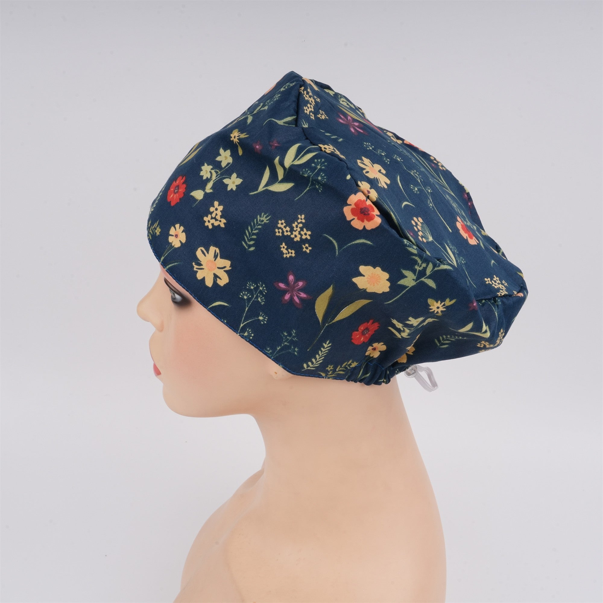 Cotton Euro Style Surgical Scrub Cap,Yellow Orange Flowers