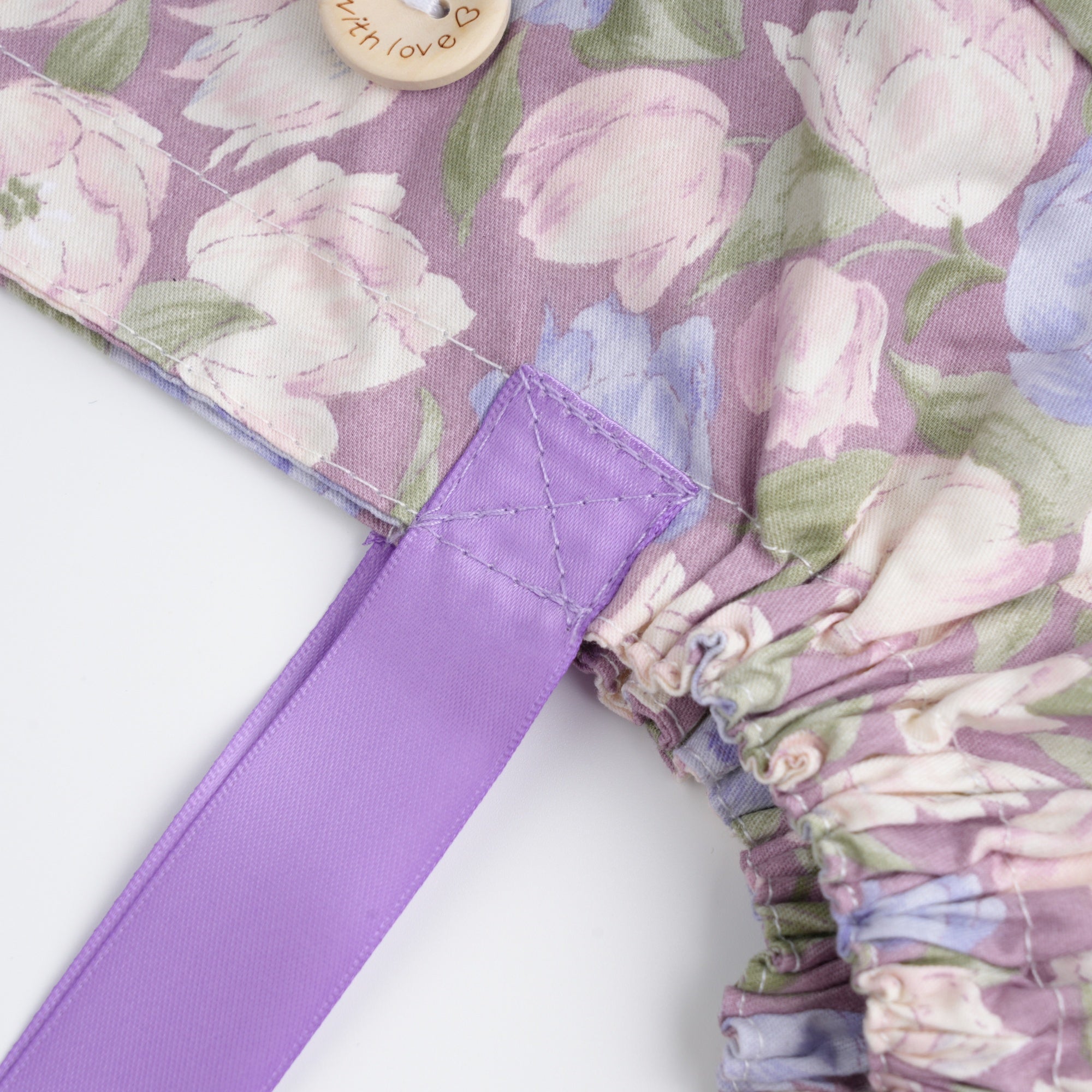 Purple Blossom Cotton Ponytail Scrub Cap