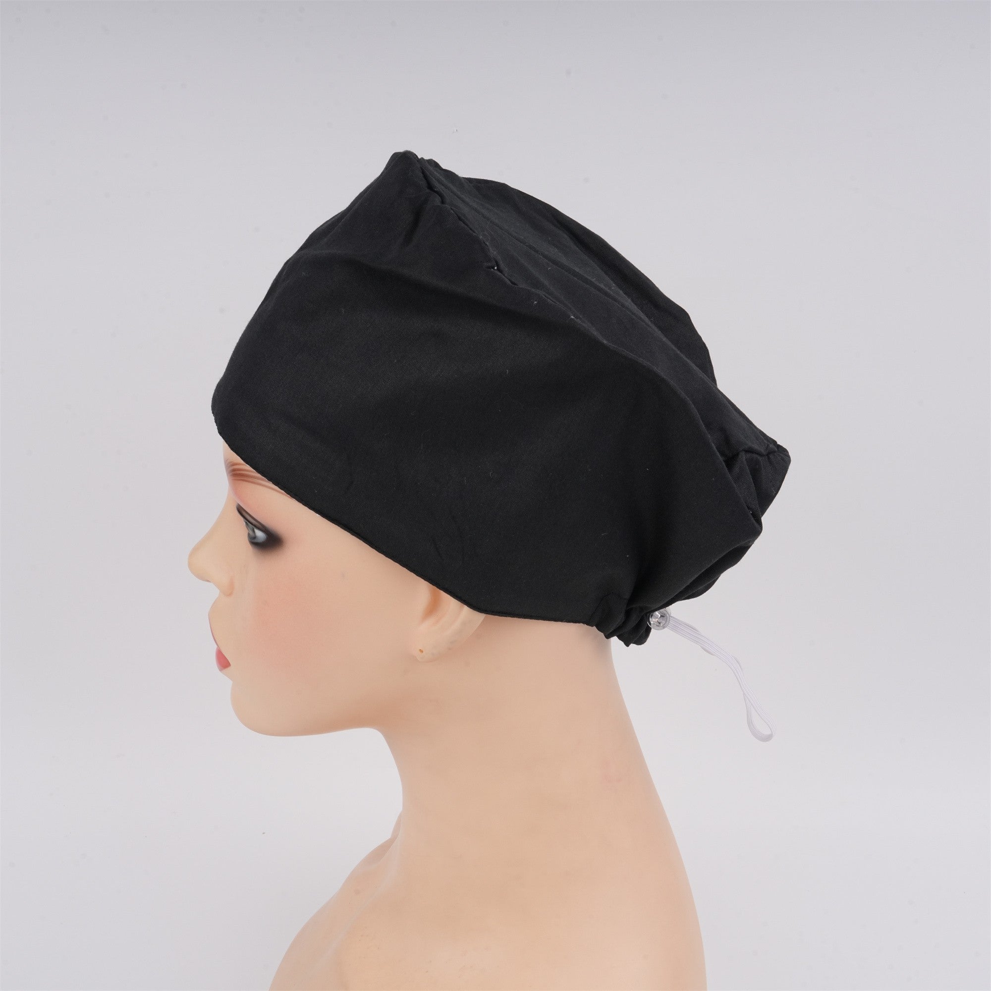Black Solid Cotton Surgical Scrub Cap - EURO STYLE