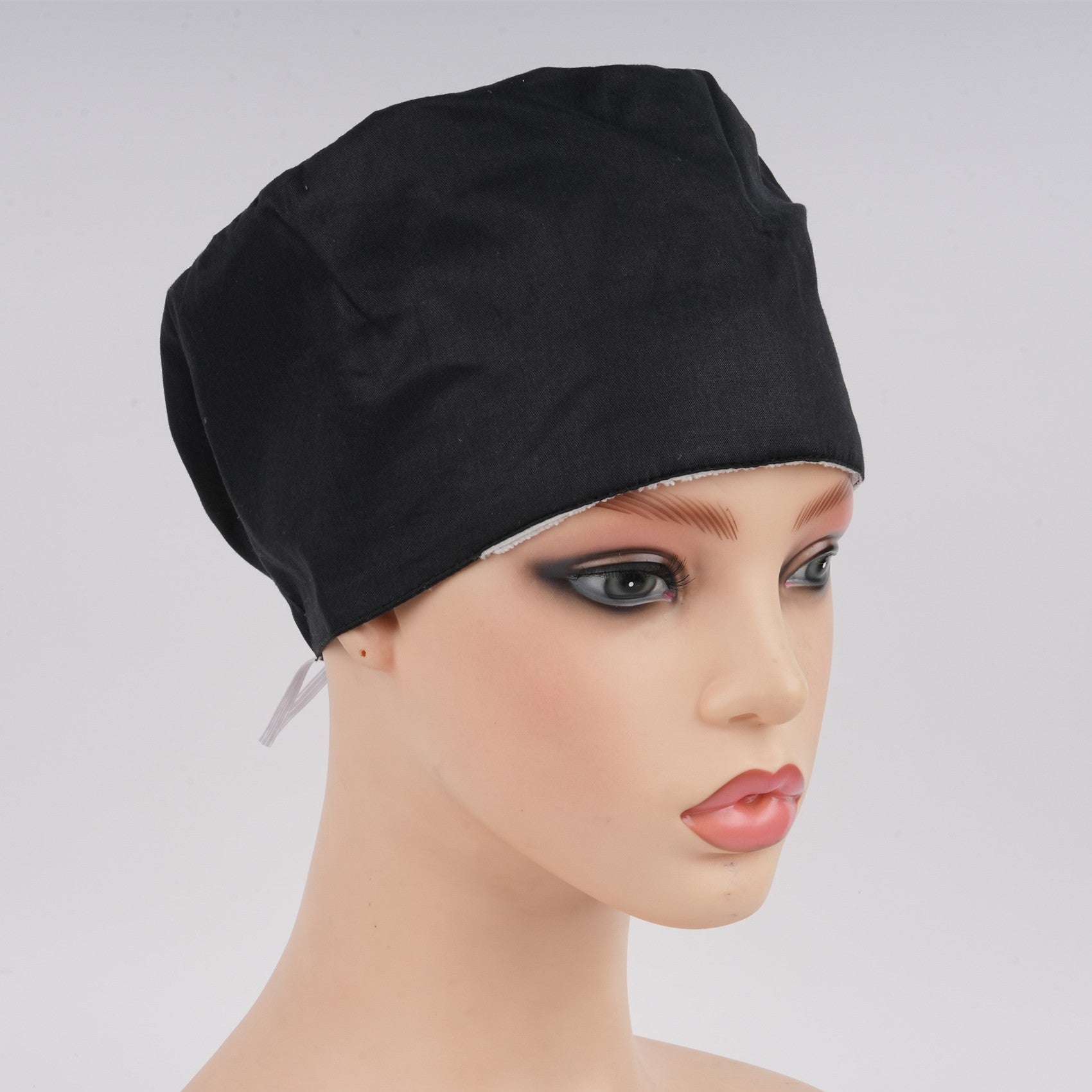 Black Solid Cotton Surgical Scrub Cap - EURO STYLE