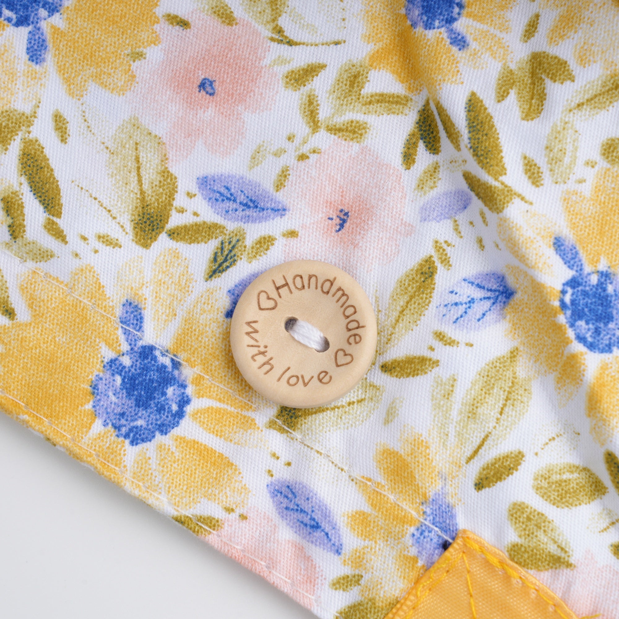 Yellow Blue Watercolor Flower Cotton Ponytail Scrub Cap