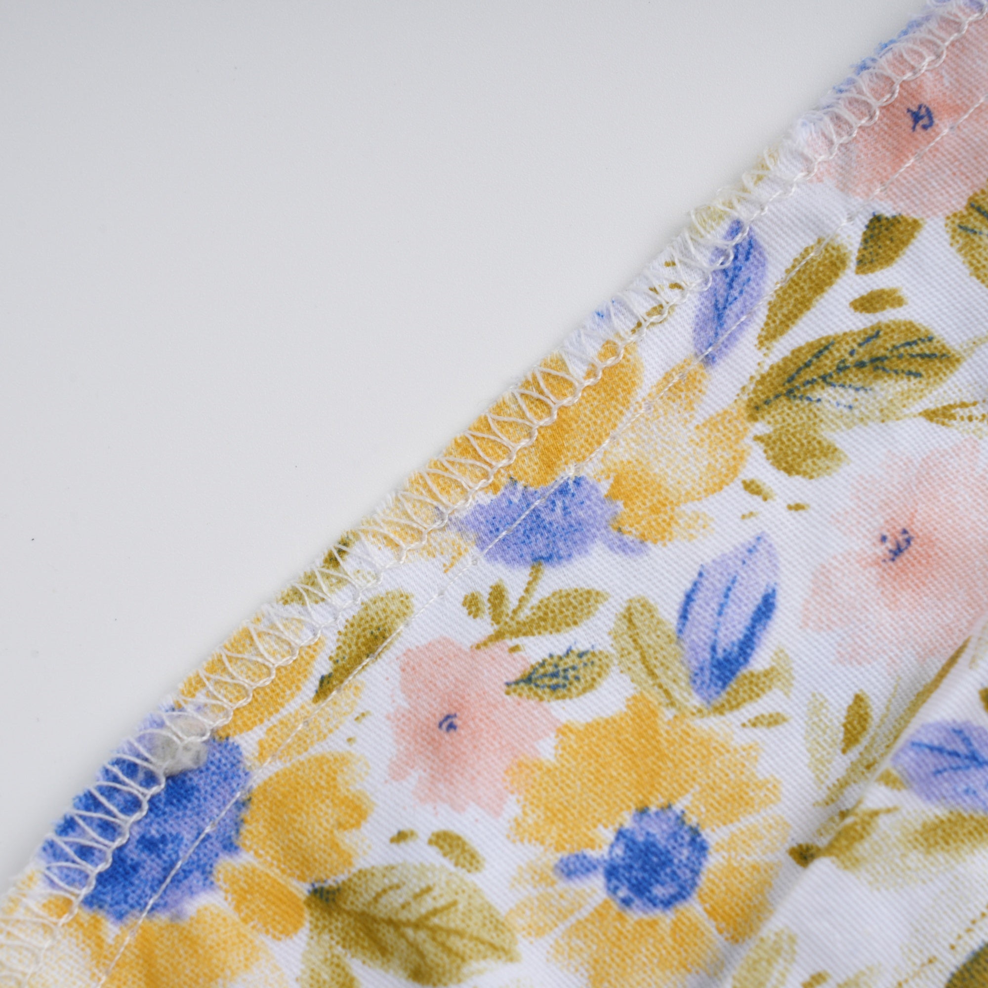 Yellow Blue Watercolor Flower Cotton Ponytail Scrub Cap