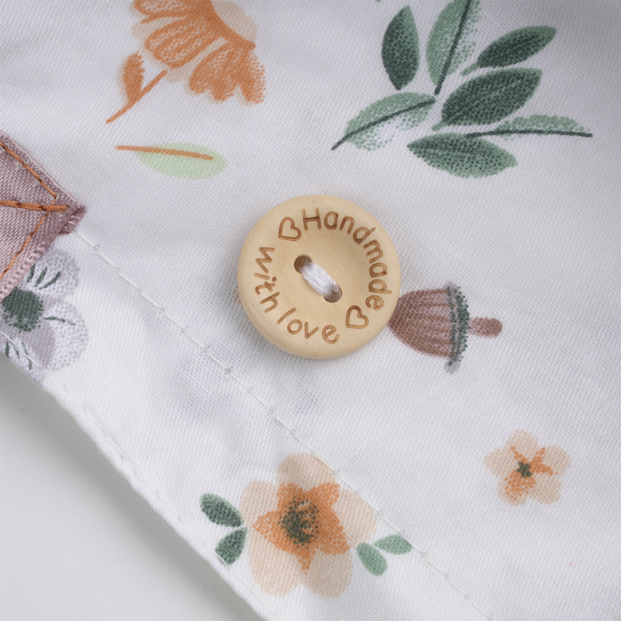 Khaki Bear Flower Cotton Ponytail Scrub Cap