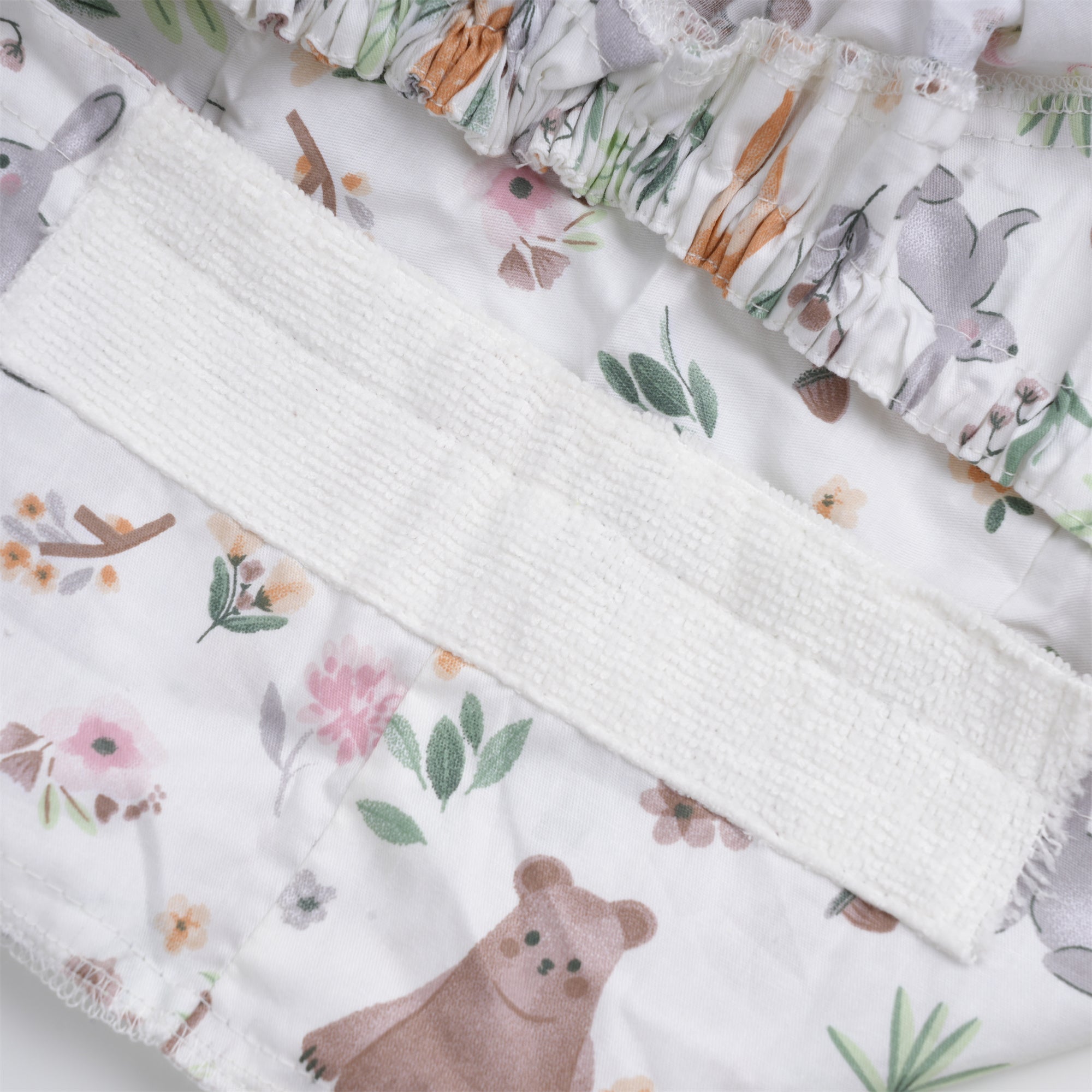 Khaki Bear Flower Cotton Ponytail Scrub Cap