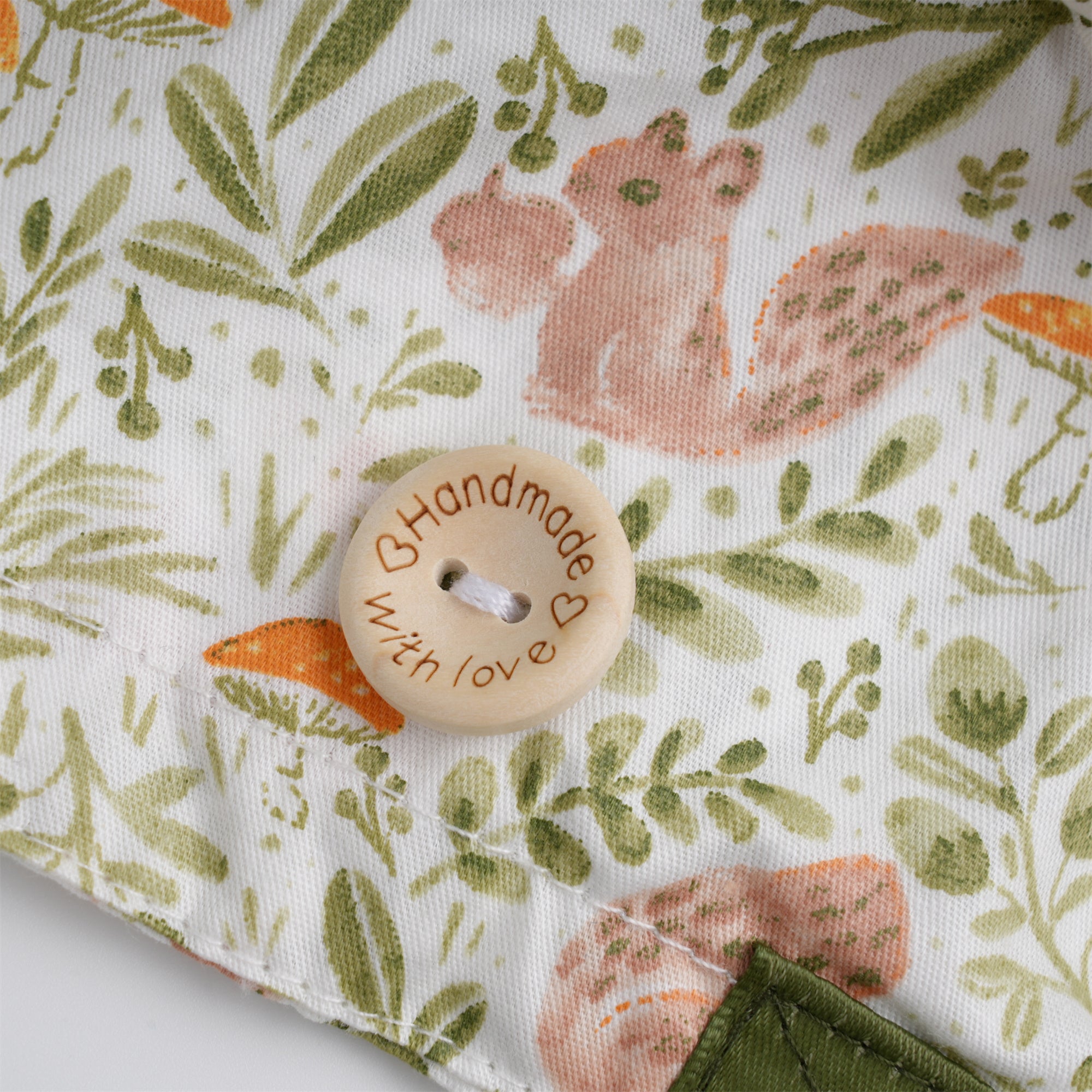 Squirrel & Greenery Cotton Ponytail Scrub Cap