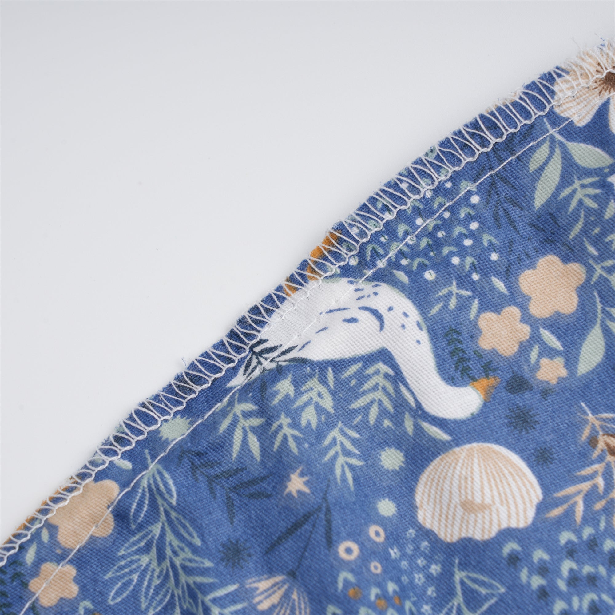 Navy Floral & Animal Pattern Cotton Ponytail Scrub Cap