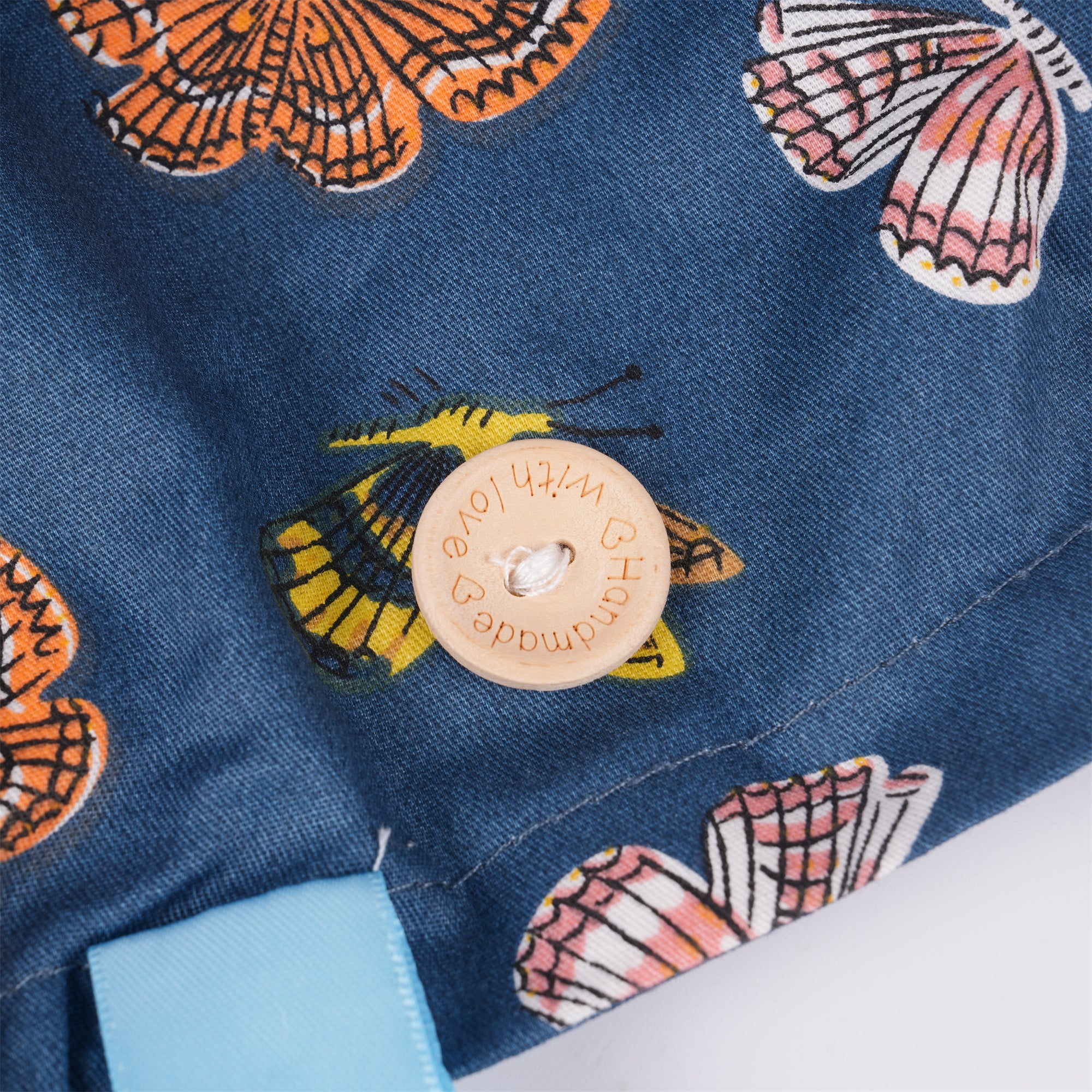Navy Butterfly Ponytail Scrub Cap,Handmade Cotton Medical Cap