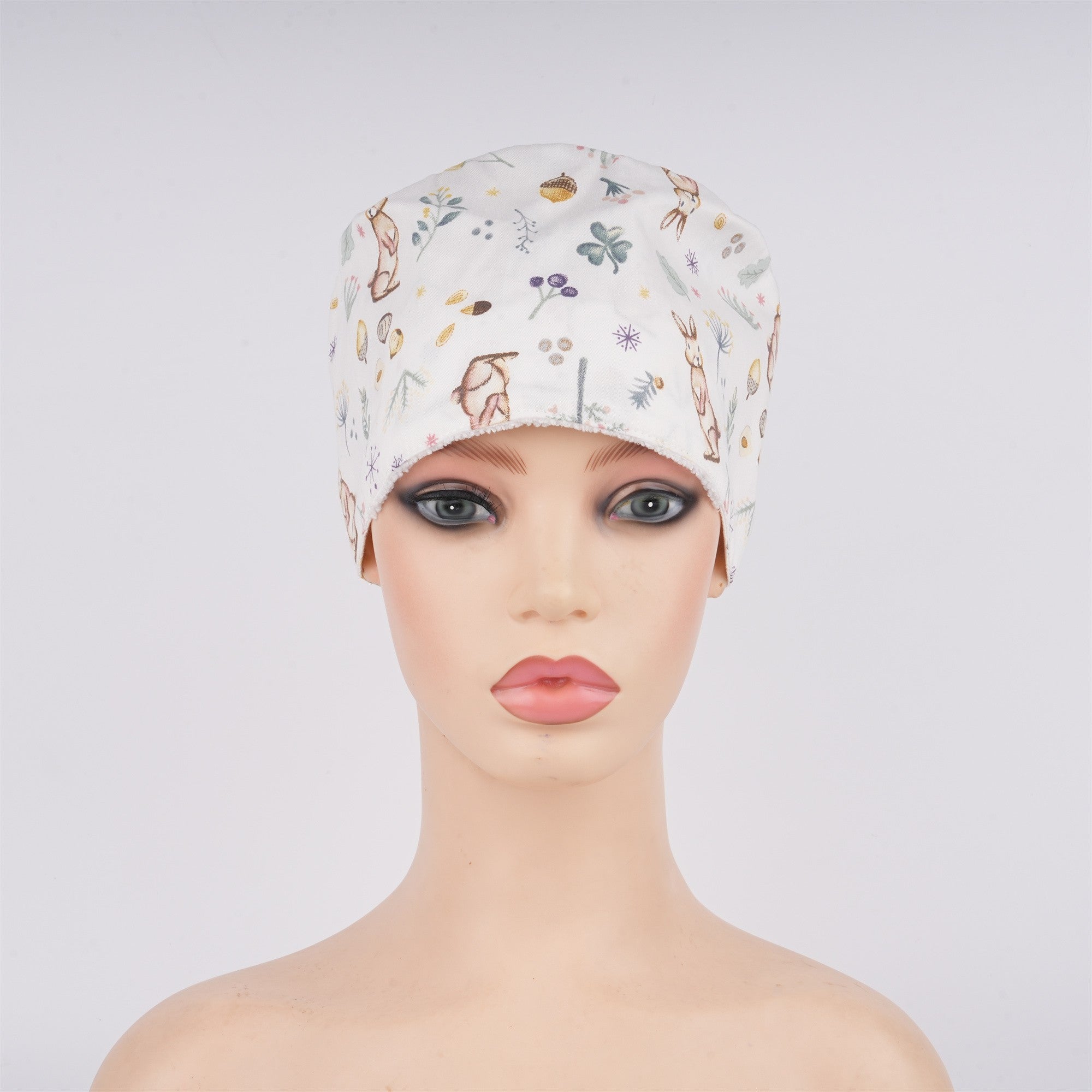 Cute Bunny Floral Euro Surgical Scrub Cap