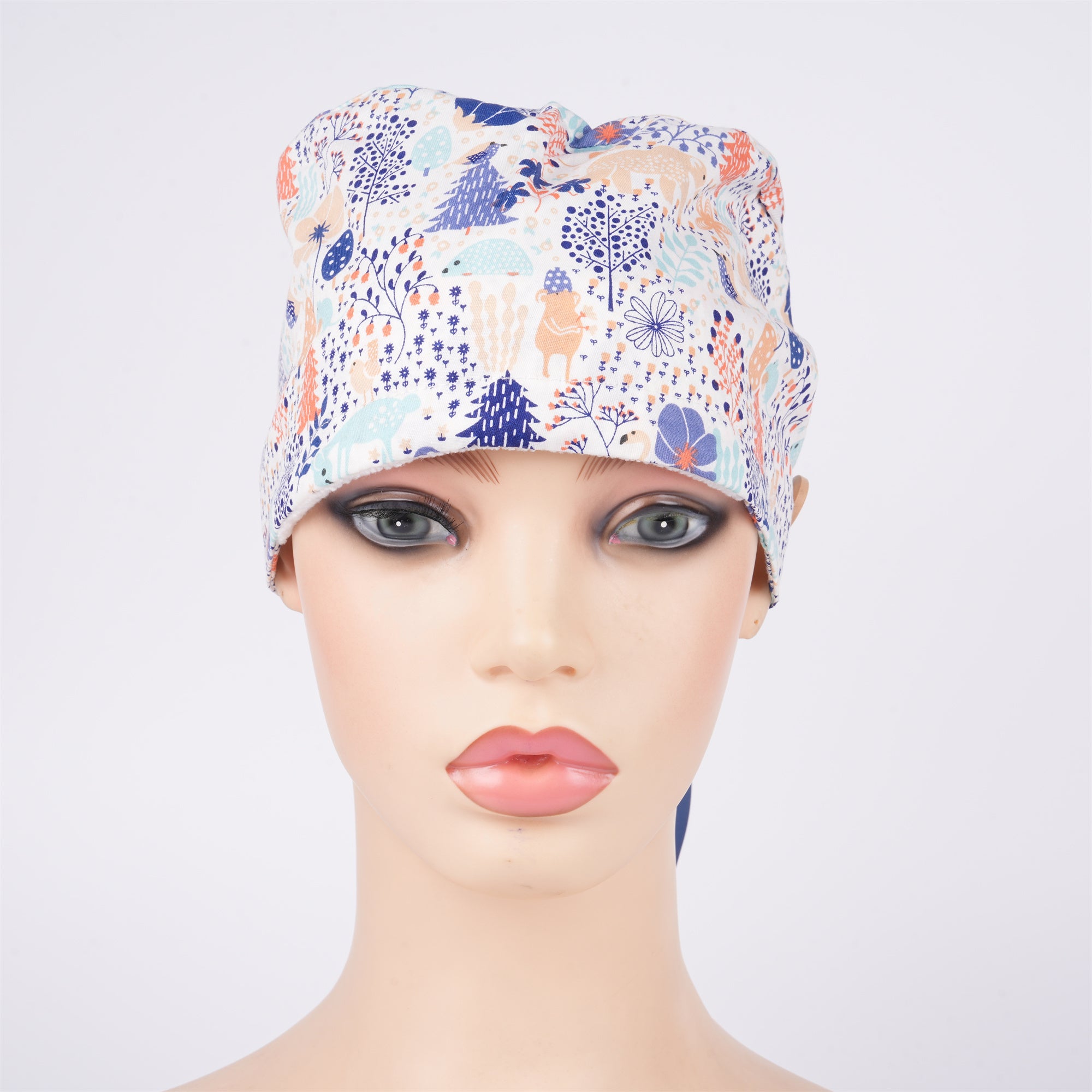 Blue Forest Cotton Ponytail Scrub Cap