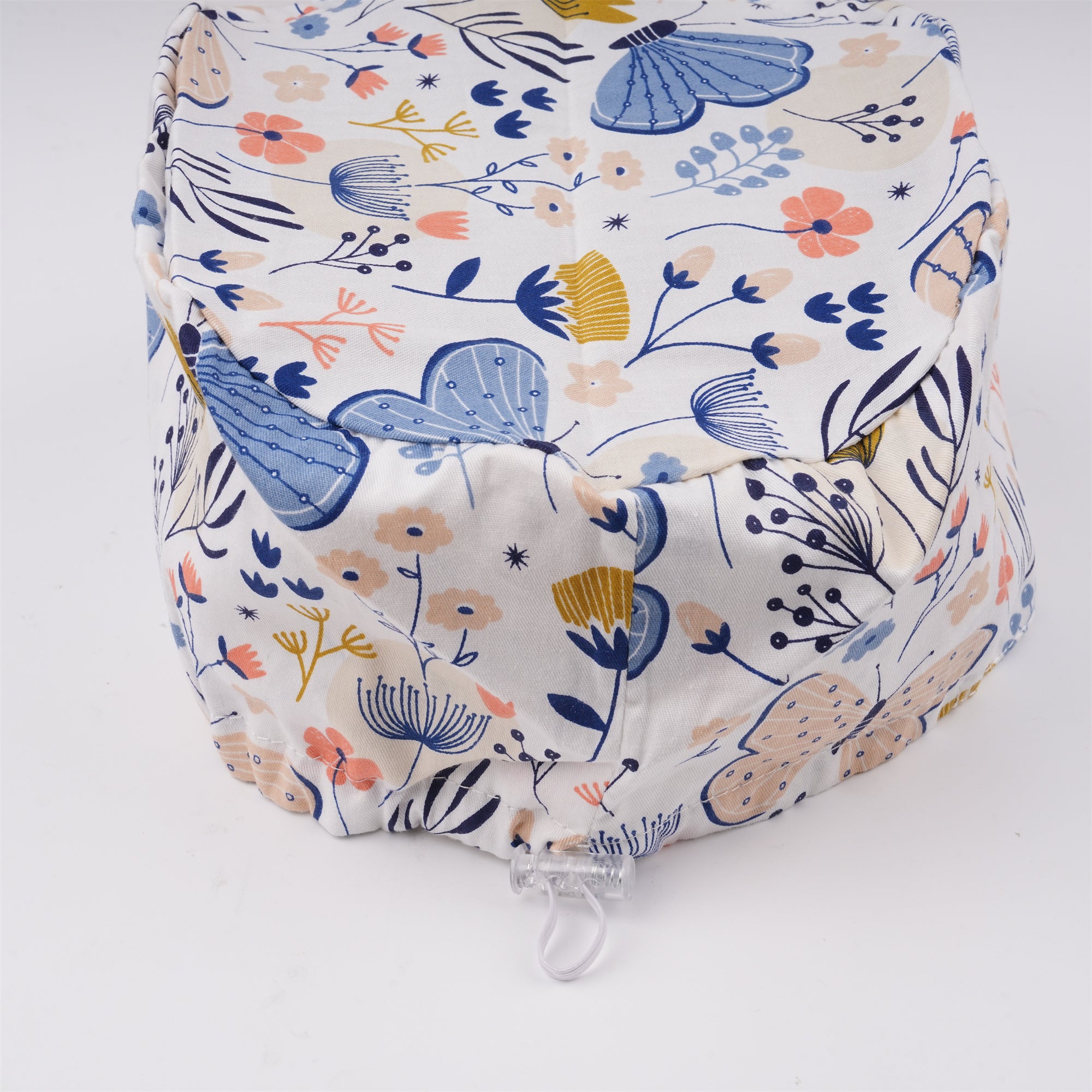 Euro Style Surgical Scrub Cap: Blue Butterfly & Yellow Floral in Soft Cotton