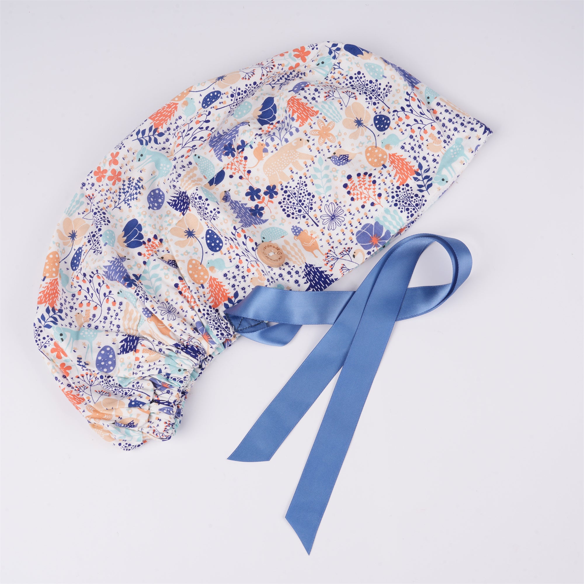 Blue Forest Cotton Ponytail Scrub Cap