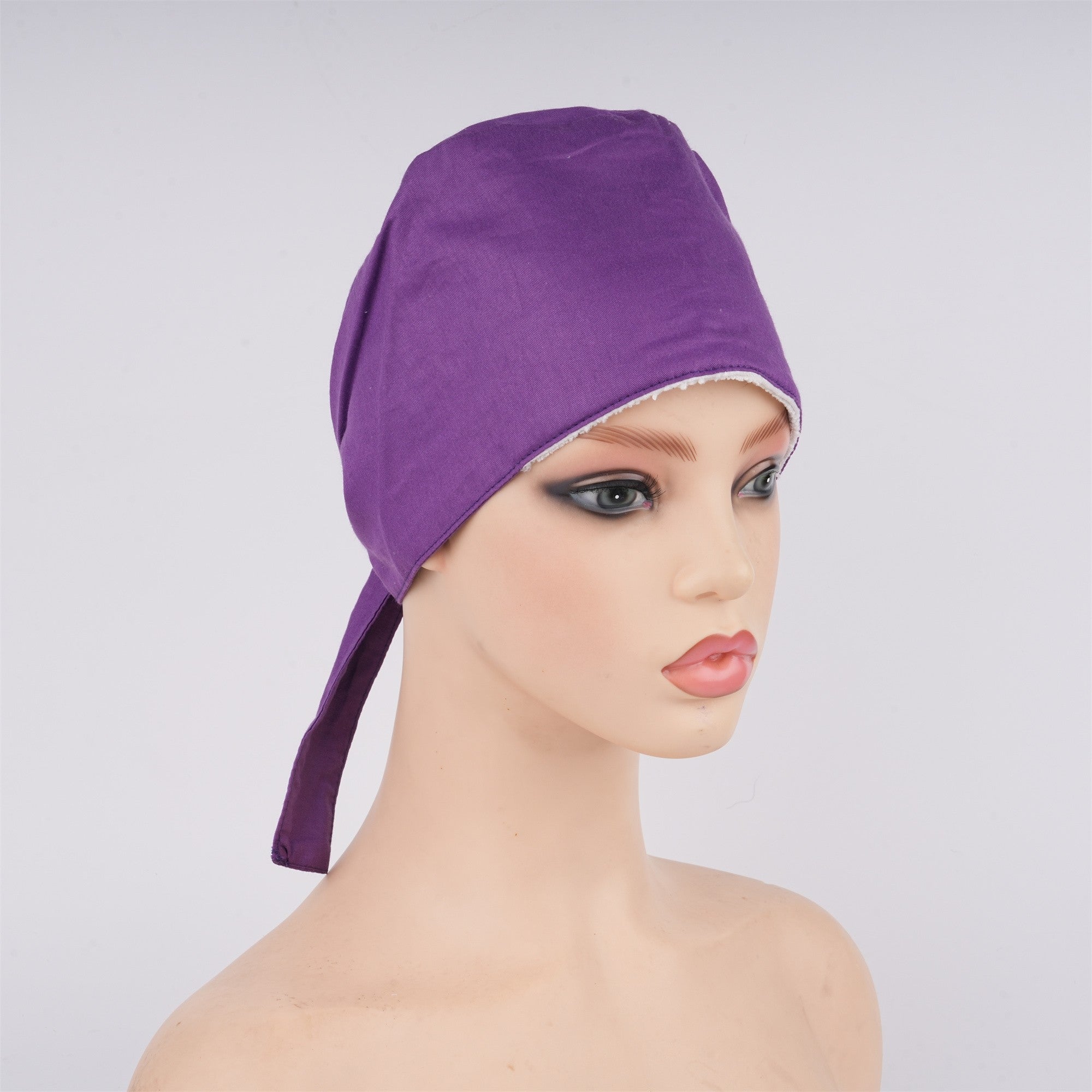 Deep Purple Cotton Surgical Scrub Cap - Tie-back Style