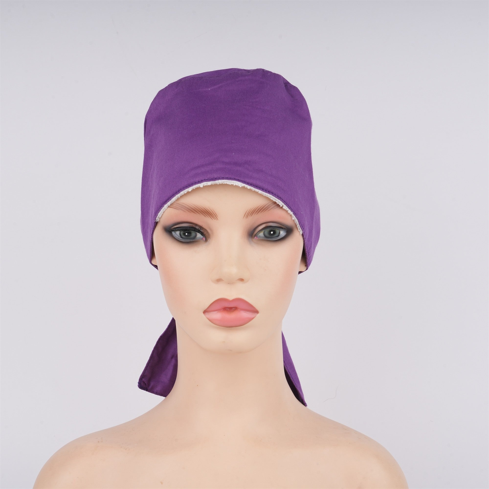 Deep Purple Cotton Surgical Scrub Cap - Tie-back Style