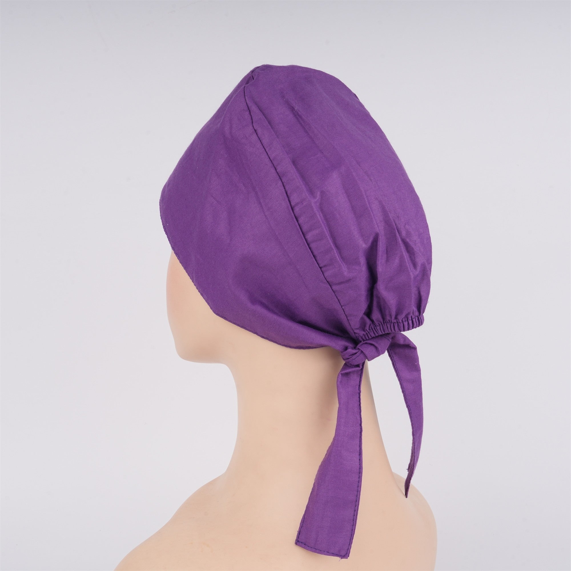 Deep Purple Cotton Surgical Scrub Cap - Tie-back Style