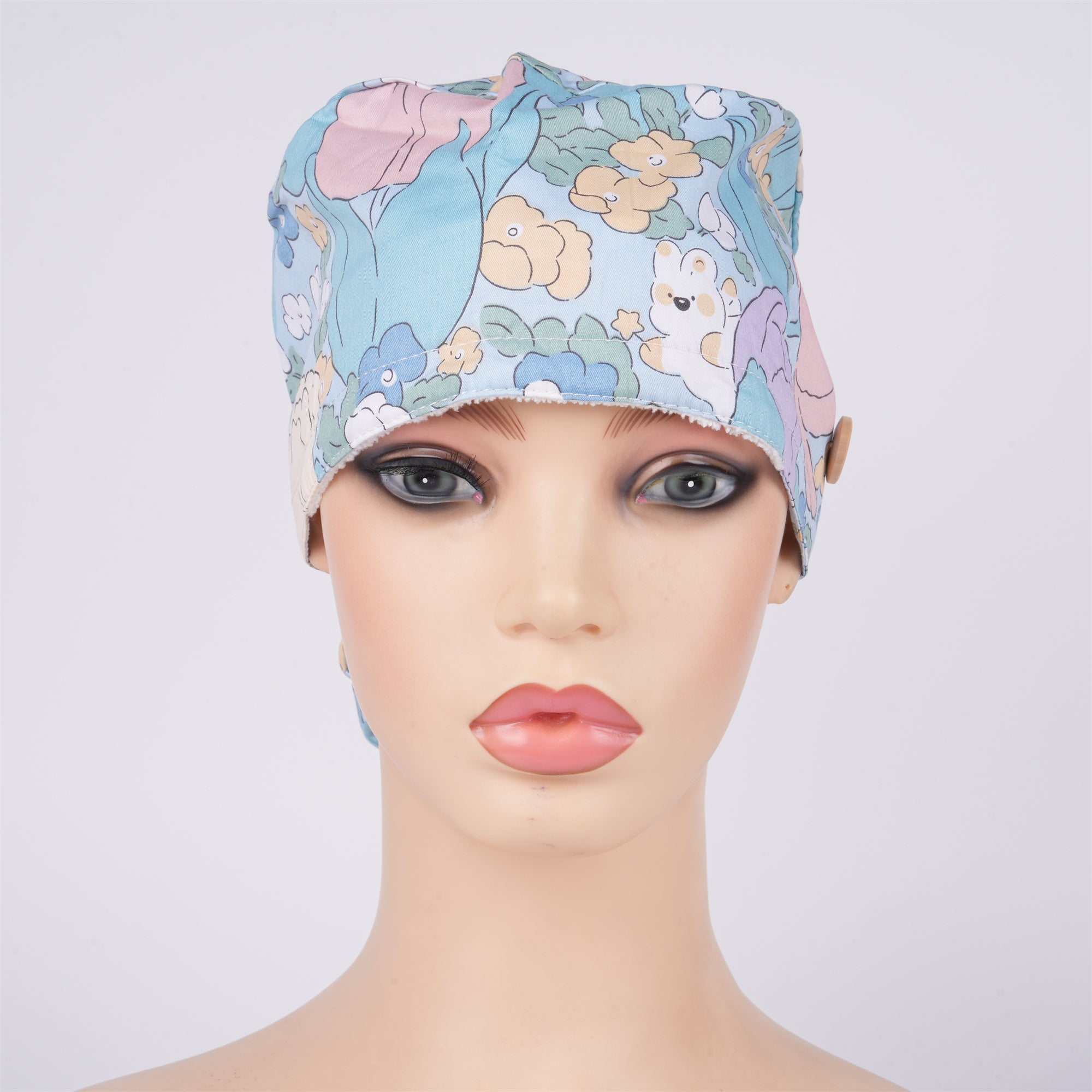 Tulip Bunny Cotton Ponytail Scrub Cap