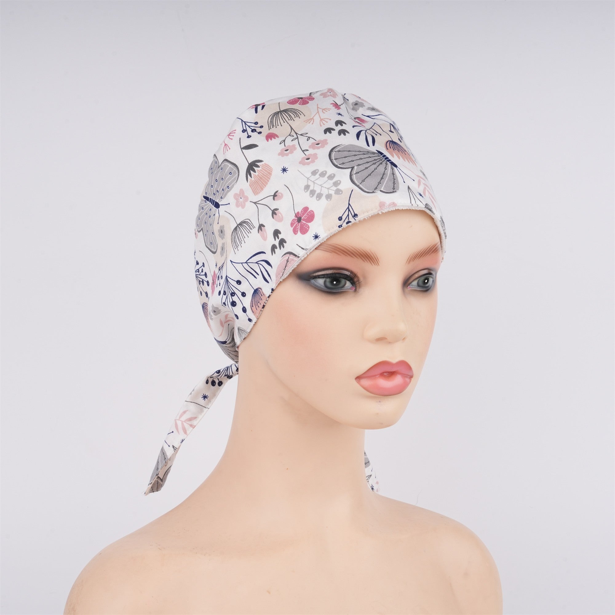 Butterfly Print Cotton Scrub Cap,Handmade Cotton OR Hat Tieback Style