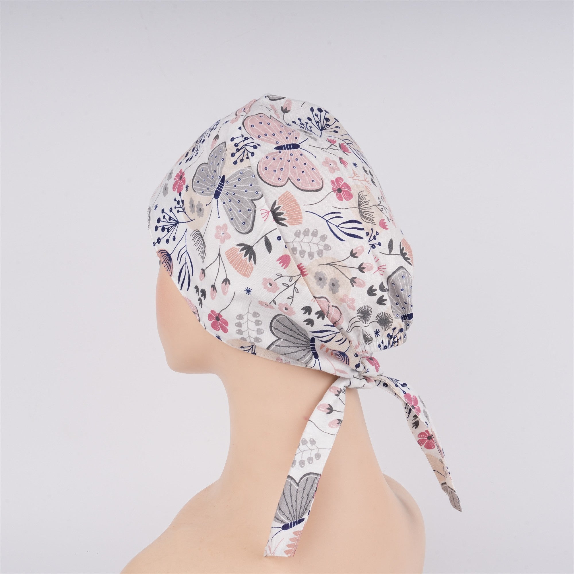 Butterfly Print Cotton Scrub Cap,Handmade Cotton OR Hat Tieback Style