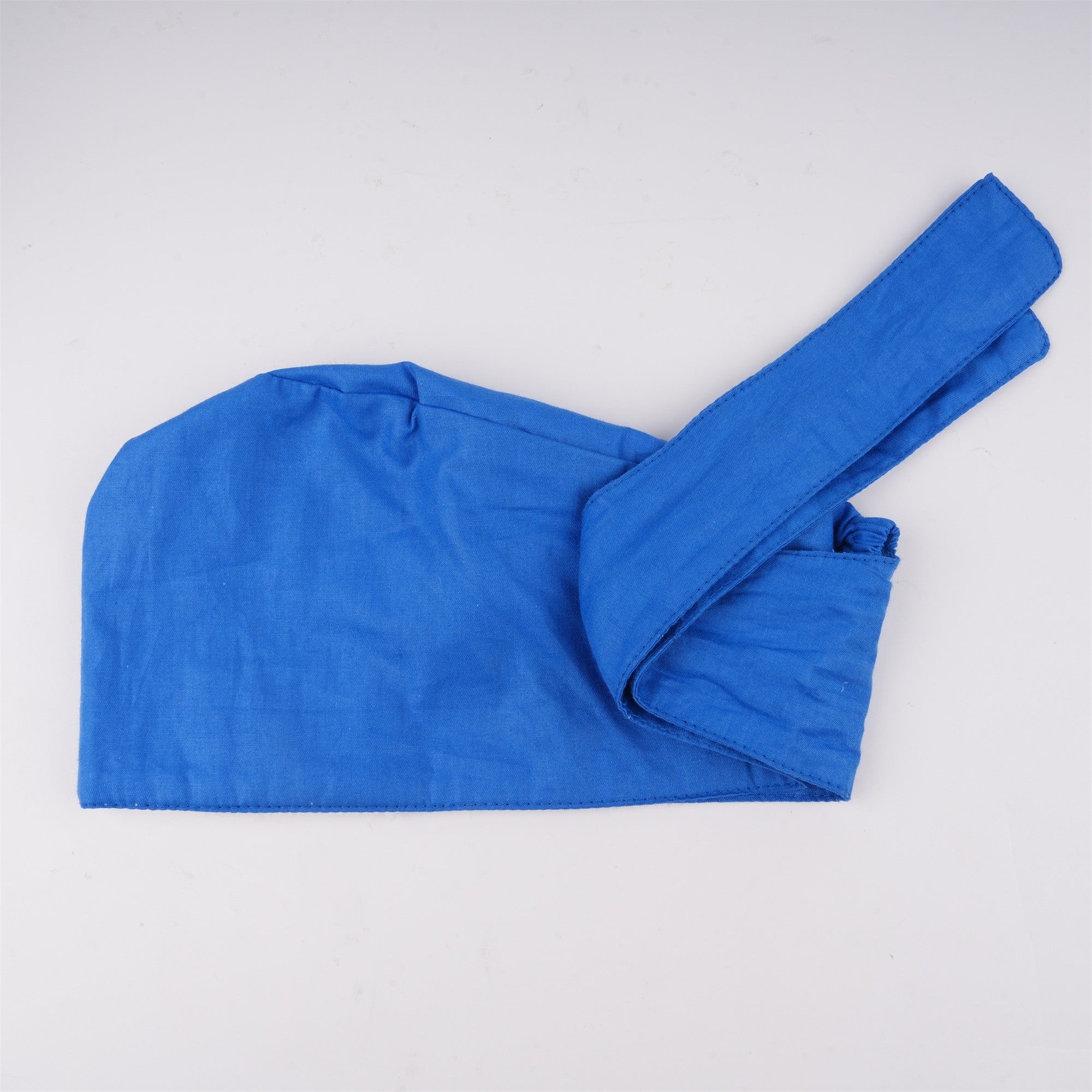 Blue Solid Cotton Surgical Scrub Cap - Tie-back Style