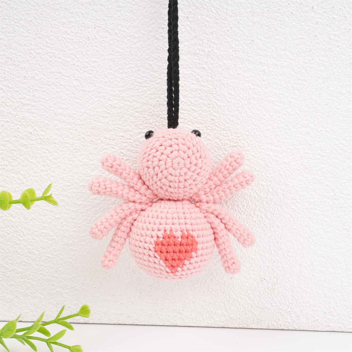 Pink Spider Car Mirror Hanging Valentine’s Day Crochet Ornament