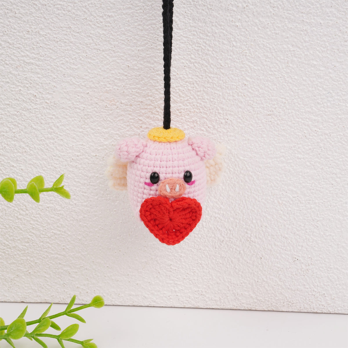 Cupid Piggy Crochet Ornament,Car Decor