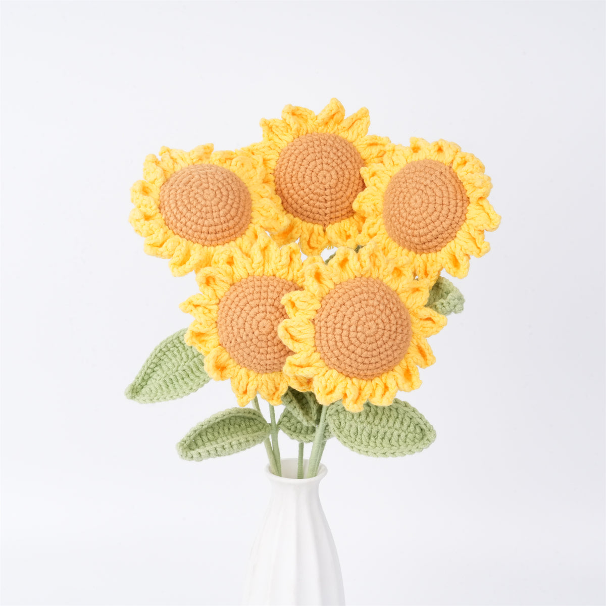 Handmade Crochet Small Sunflower,Cute Rainbow Pig/Smileflower Stem