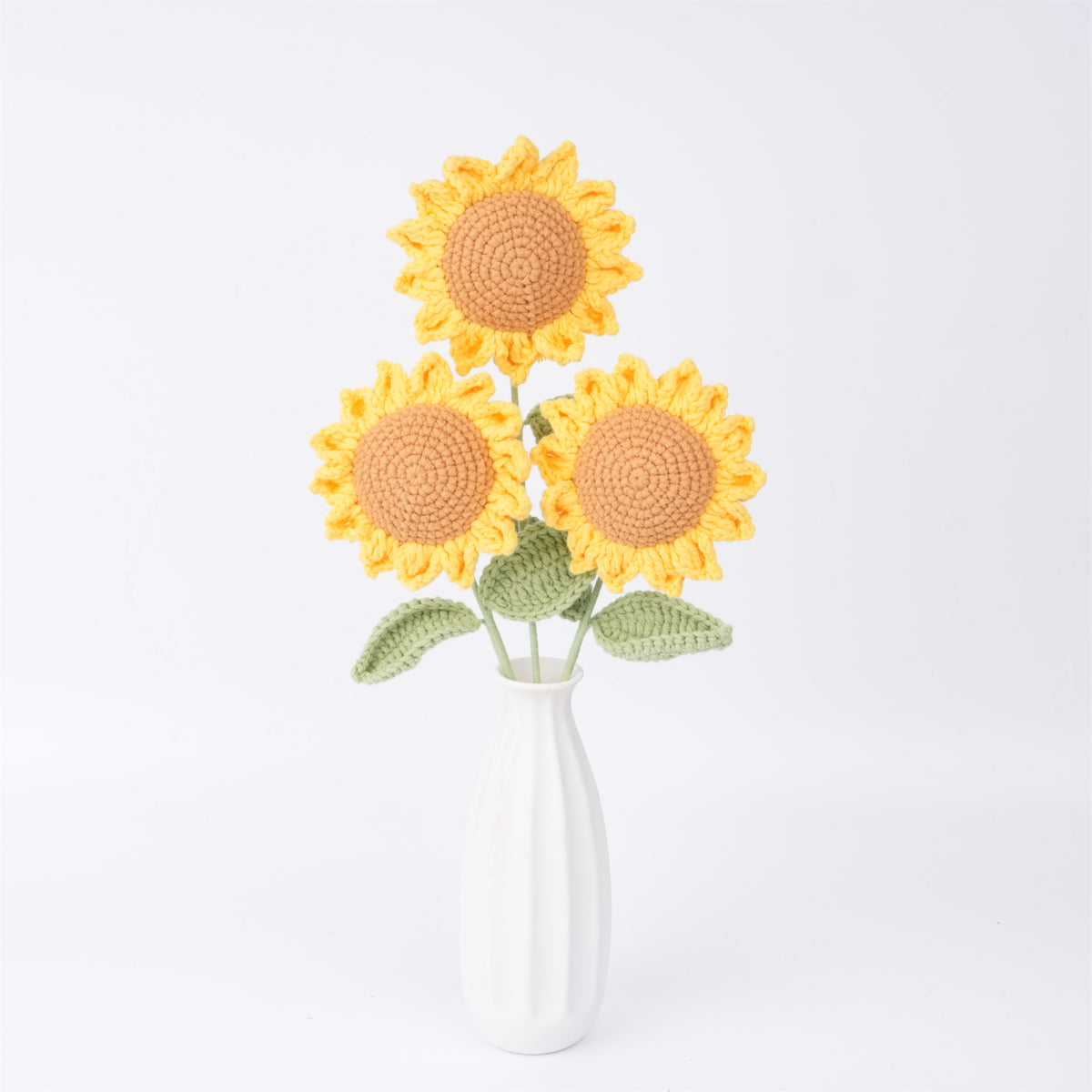 Handmade Crochet Small Sunflower,Cute Rainbow Pig/Smileflower Stem