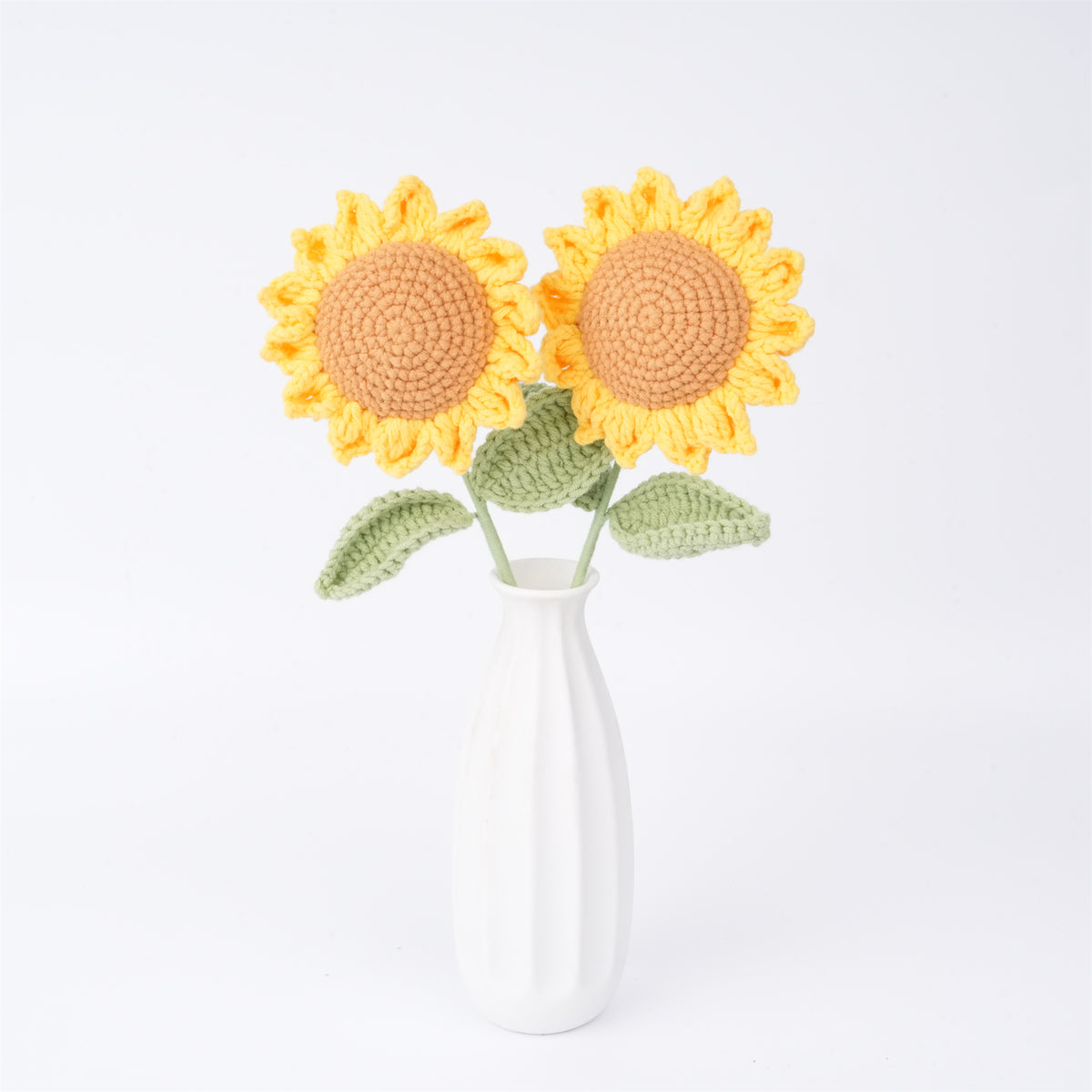 Handmade Crochet Small Sunflower,Cute Rainbow Pig/Smileflower Stem