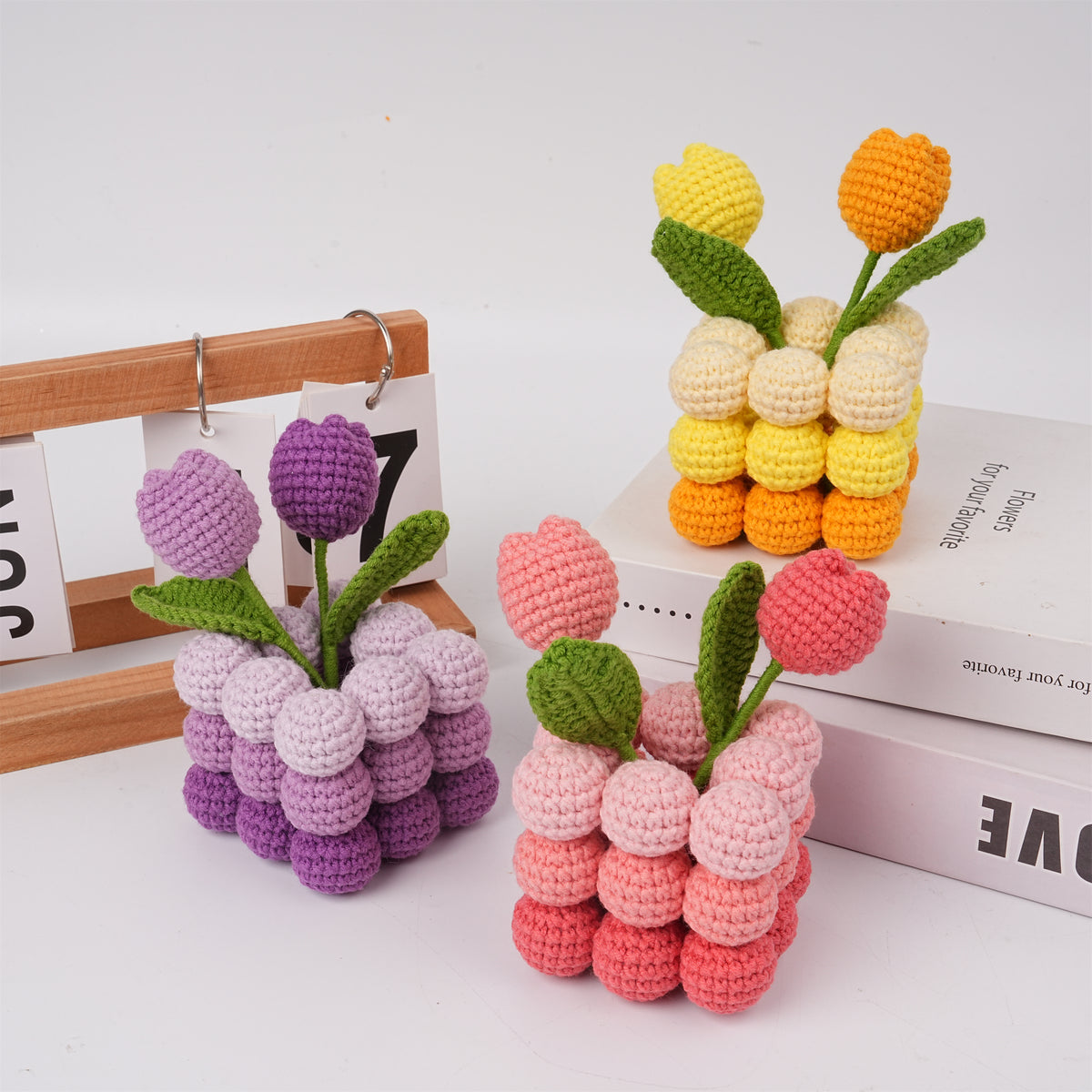 Handmade Crochet Tulips Ornament,Cute Tulip Potted