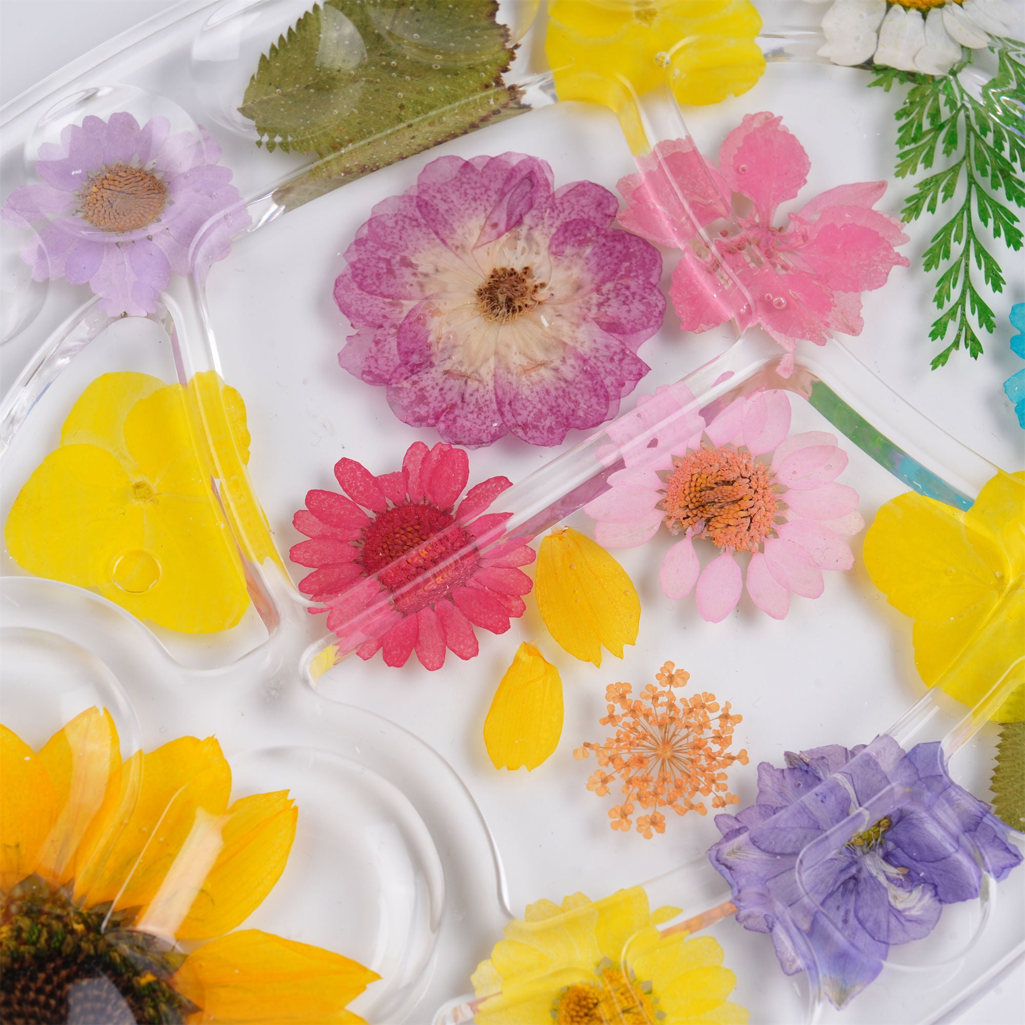 Flowers Resin Paint Palette, Real Pressed Flowers, Creative Paint Tool for Artist Gifts