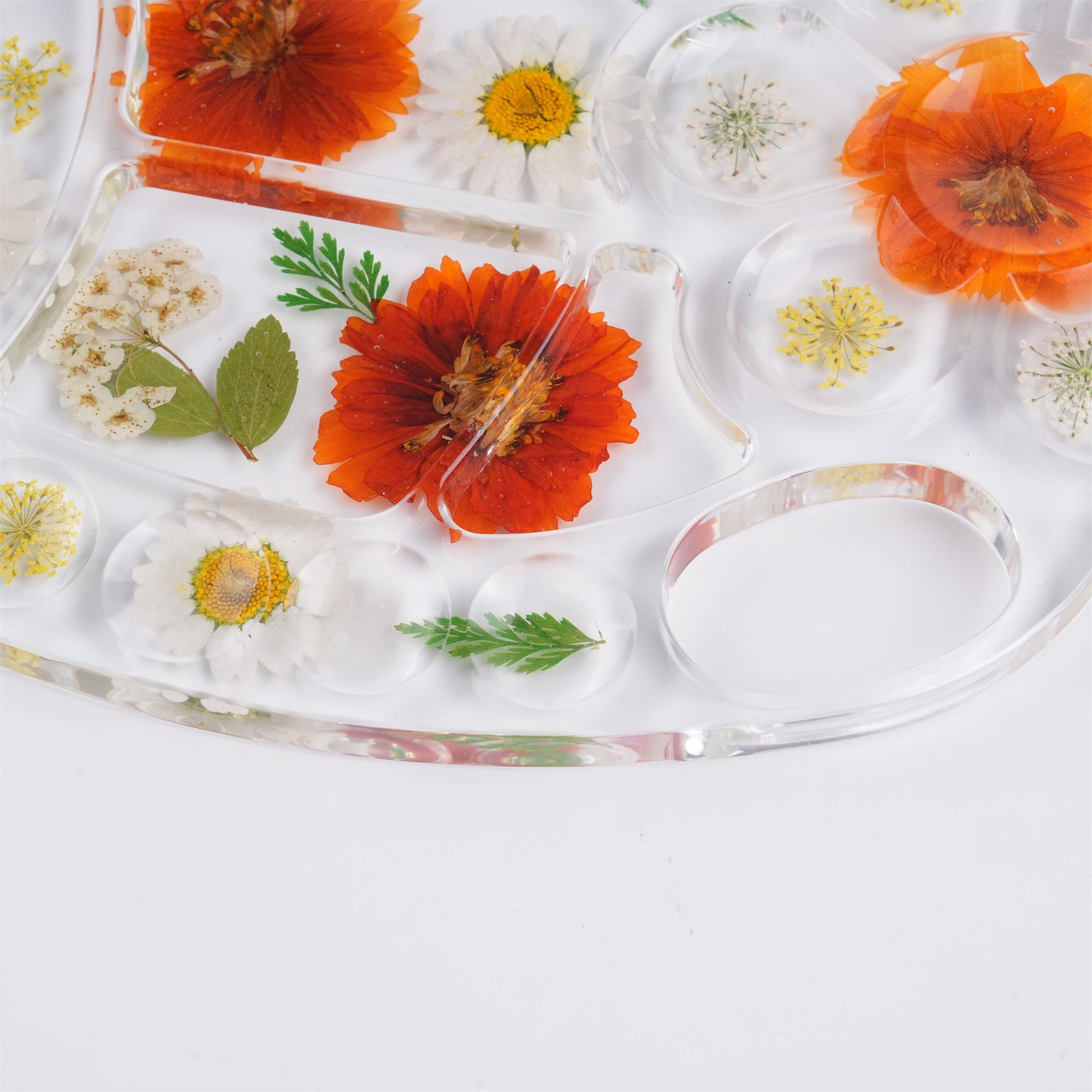 Flowers Resin Paint Palette, Real Pressed Flowers, Creative Paint Tool for Artist Gifts