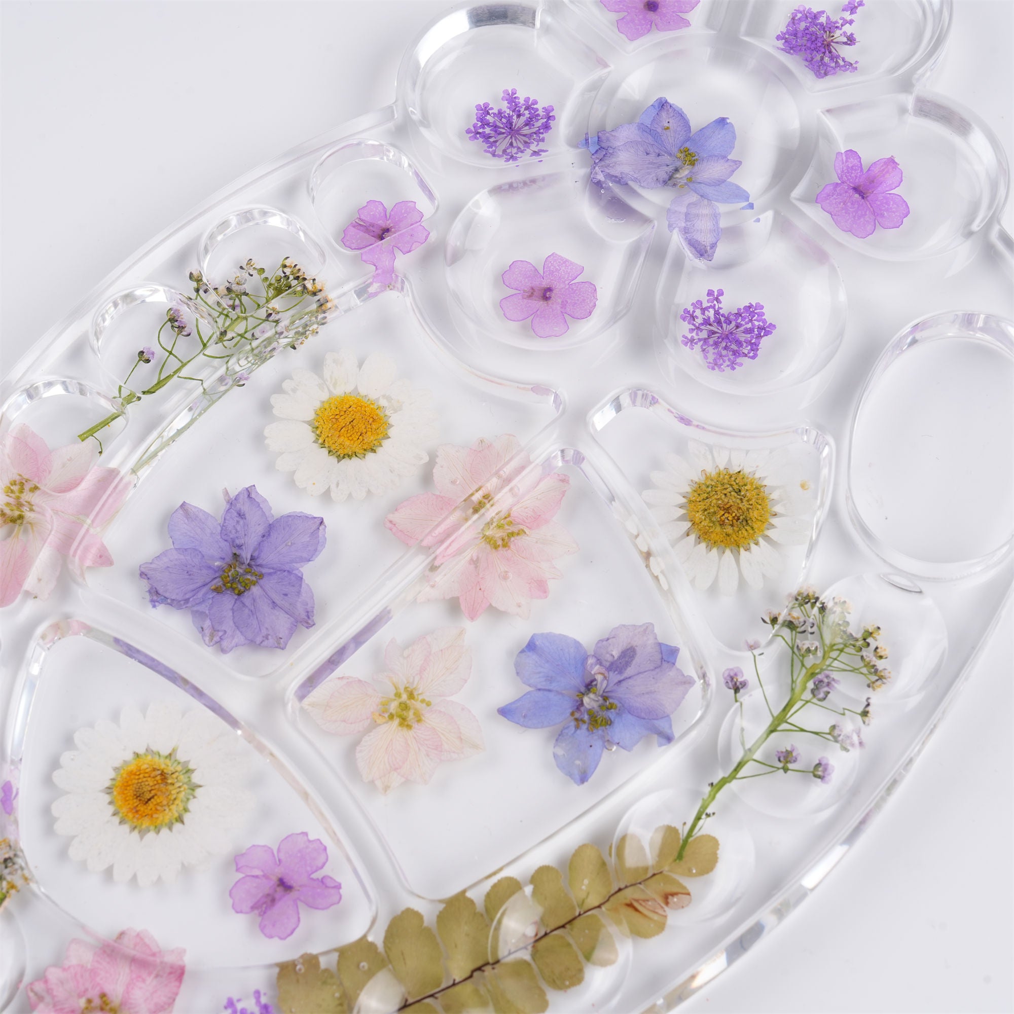 Flowers Resin Paint Palette, Real Pressed Flowers, Creative Paint Tool for Artist Gifts