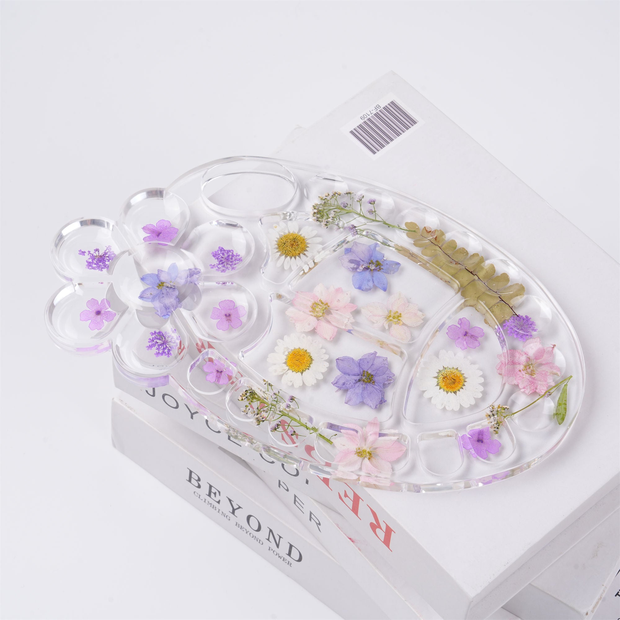 Flowers Resin Paint Palette, Real Pressed Flowers, Creative Paint Tool for Artist Gifts