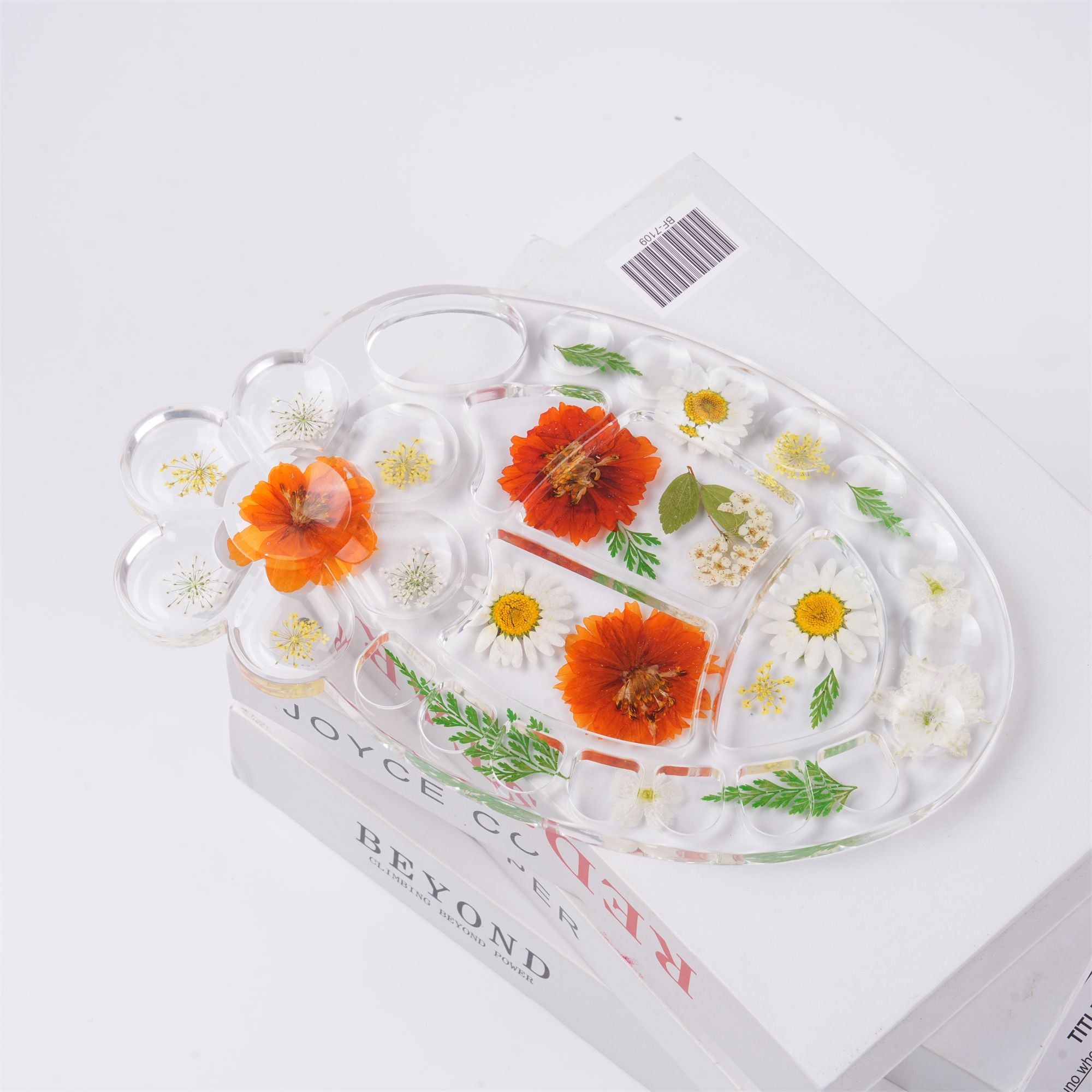 Flowers Resin Paint Palette, Real Pressed Flowers, Creative Paint Tool for Artist Gifts