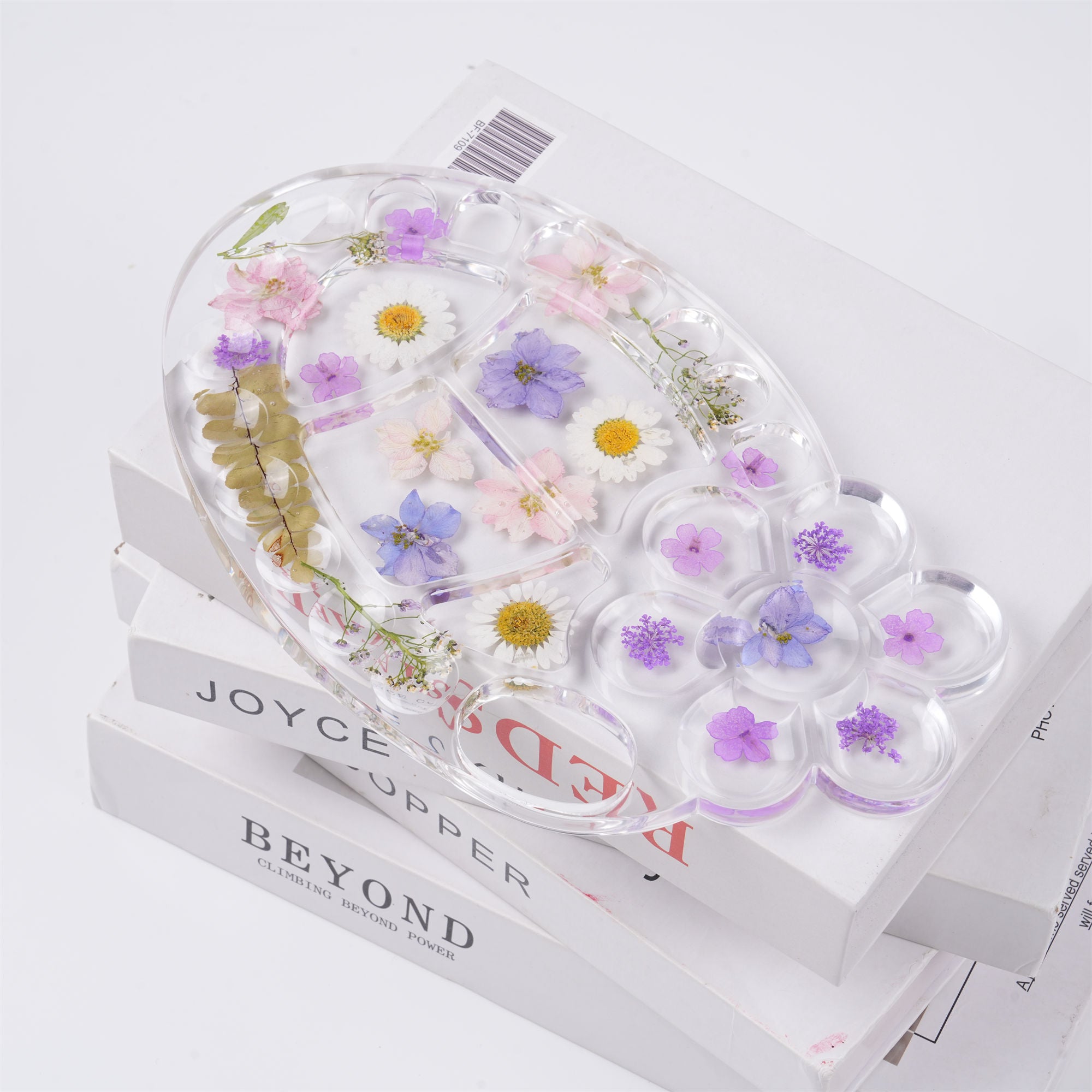 Flowers Resin Paint Palette, Real Pressed Flowers, Creative Paint Tool for Artist Gifts