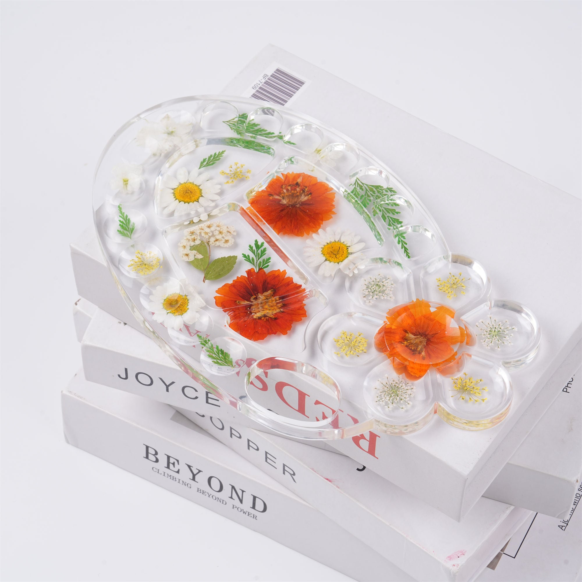 Flowers Resin Paint Palette, Real Pressed Flowers, Creative Paint Tool for Artist Gifts