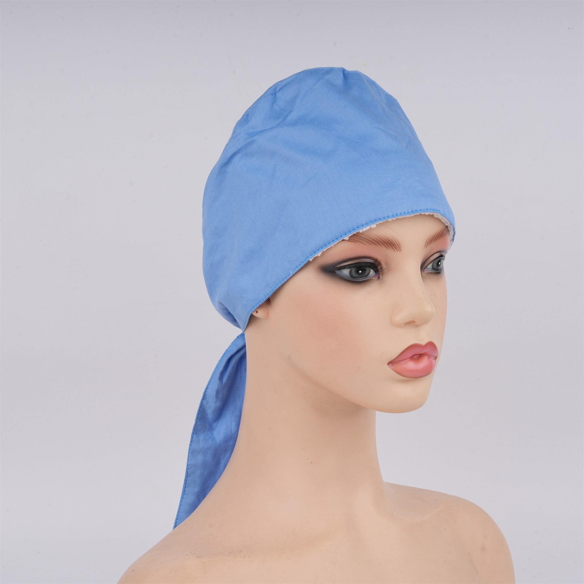 Light Blue Cotton Surgical Scrub Cap - Tie-back Style