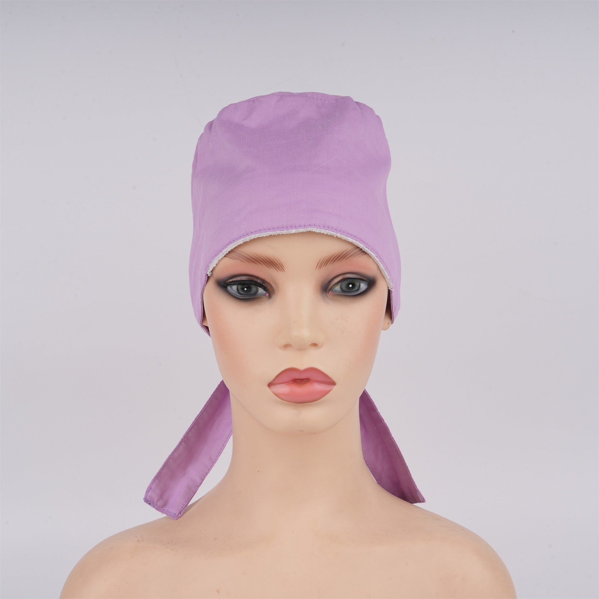 Light Purple Solid Cotton Surgical Scrub Cap - Tie-back Style