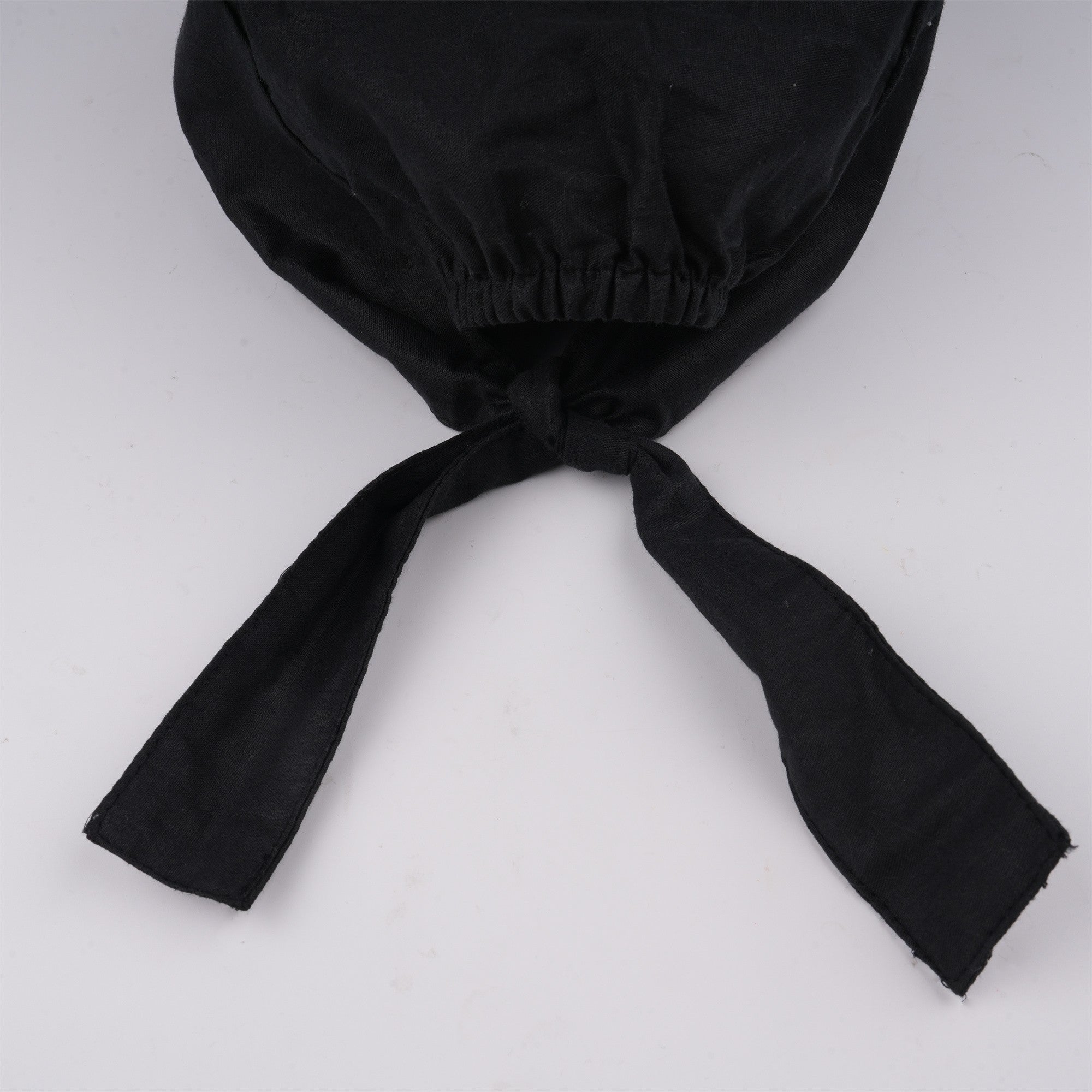 Black Solid Surgical Scrub Cap Unisex - Tie-back Style