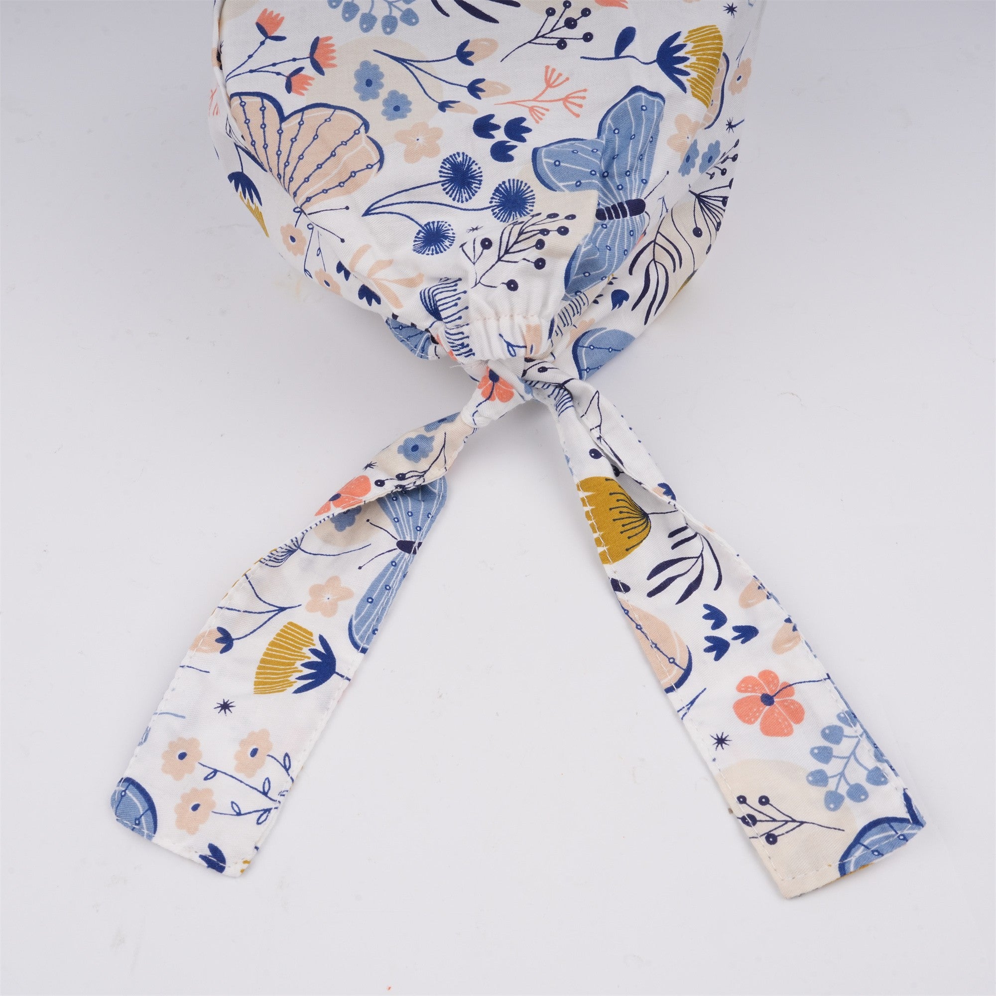 Blue Butterfly Flowers Surgical Scrub Cap - Tieback Style