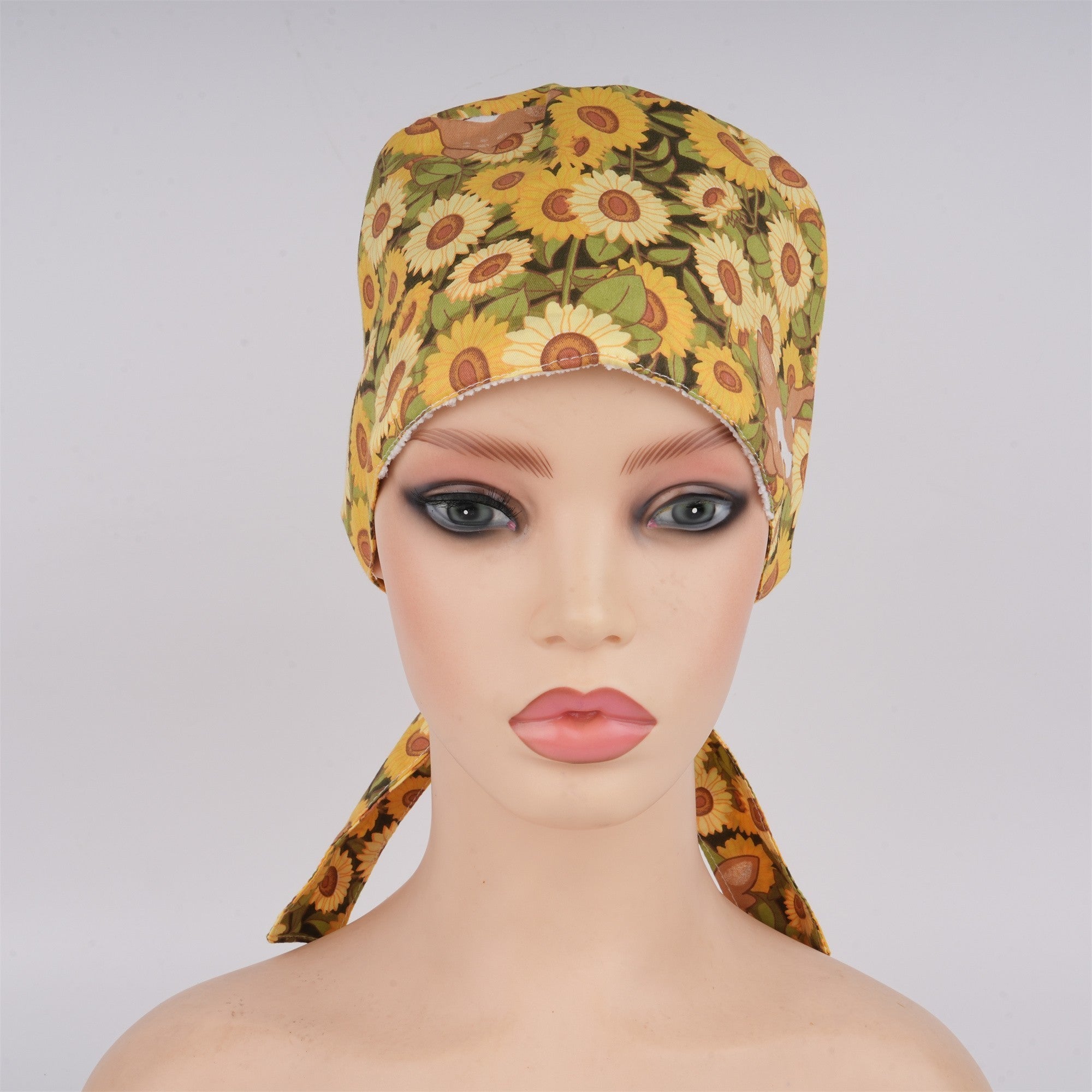Summer Sunflower Cotton Surgical Scrub Cap - Tieback Style