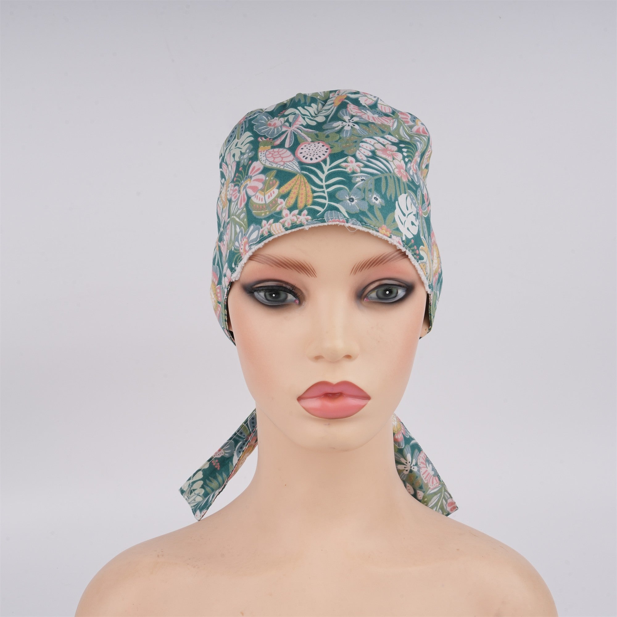 Greeny Plant Cotton Scrub Cap - Tieback Style