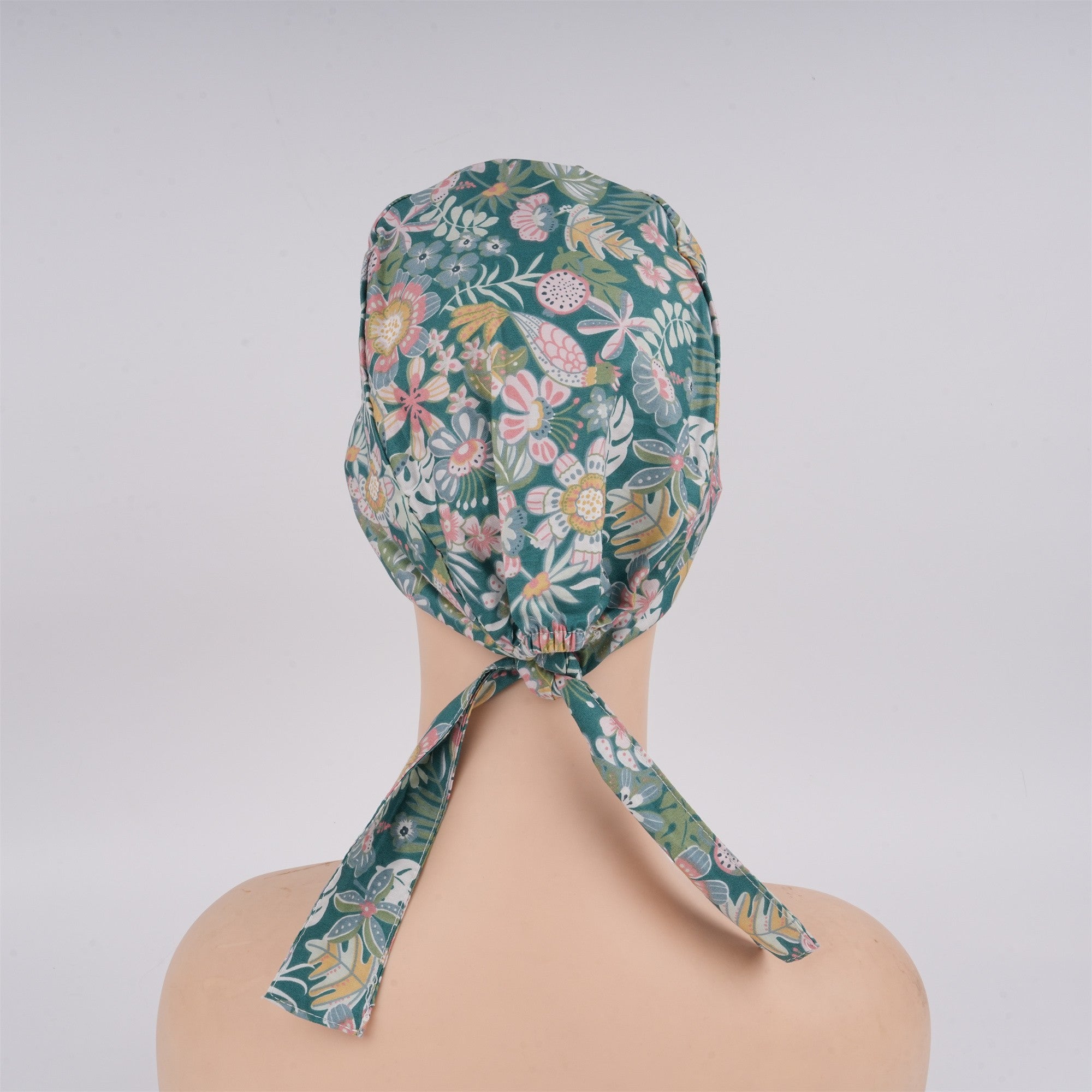 Greeny Plant Cotton Scrub Cap - Tieback Style