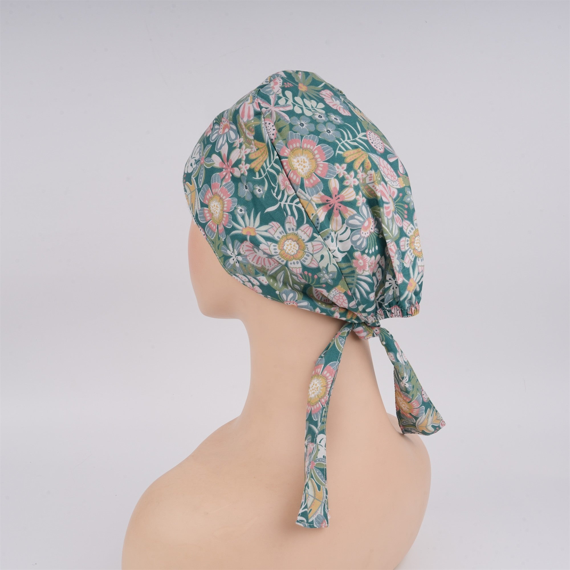 Greeny Plant Cotton Scrub Cap - Tieback Style