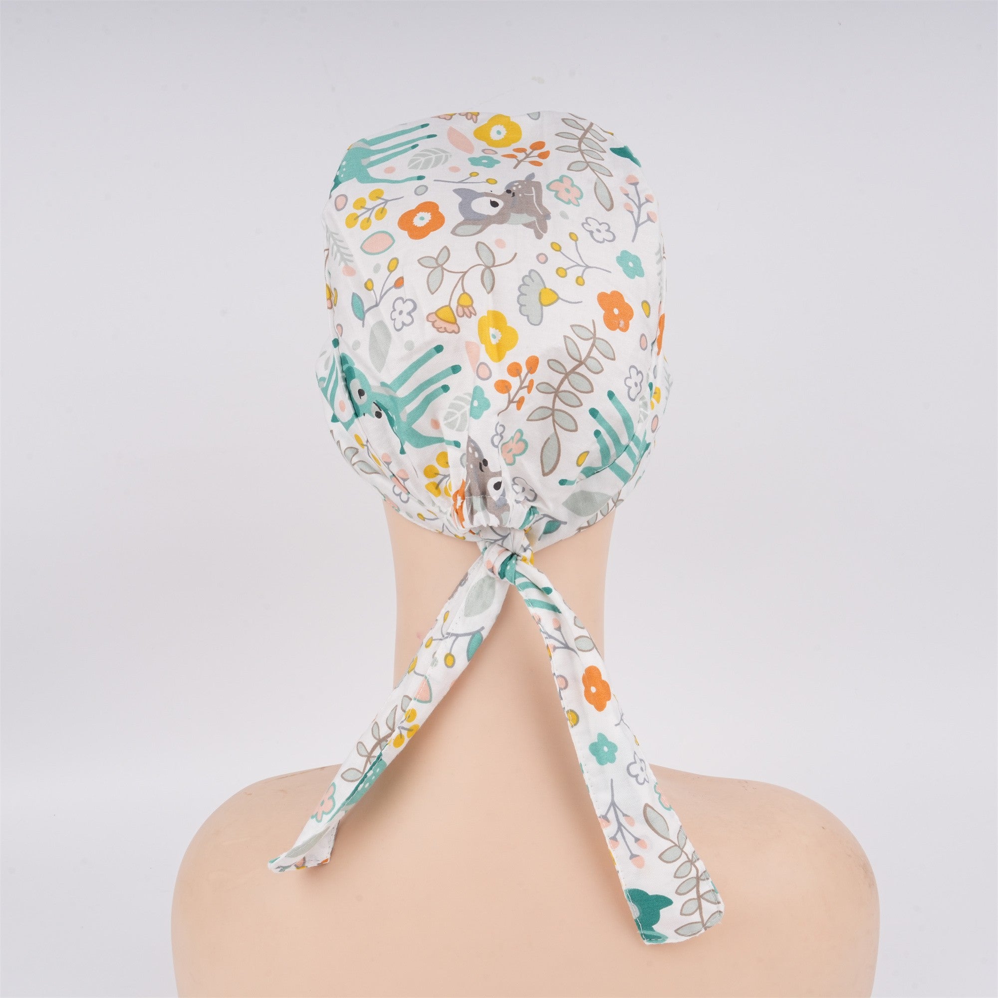 Teal Deer Cotton Surgical Scrub Cap,Handmade Tieback OR Hat
