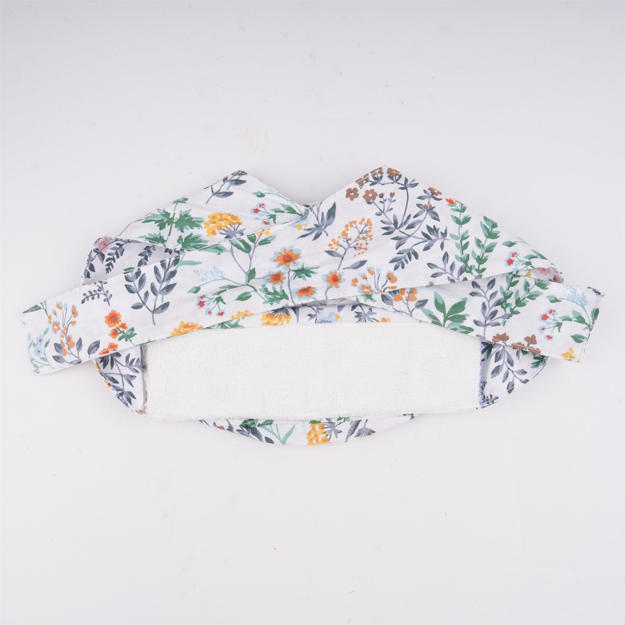 Wildflowers Tieback Surgical Scrub Cao, White Cotton OR Hat Handmade